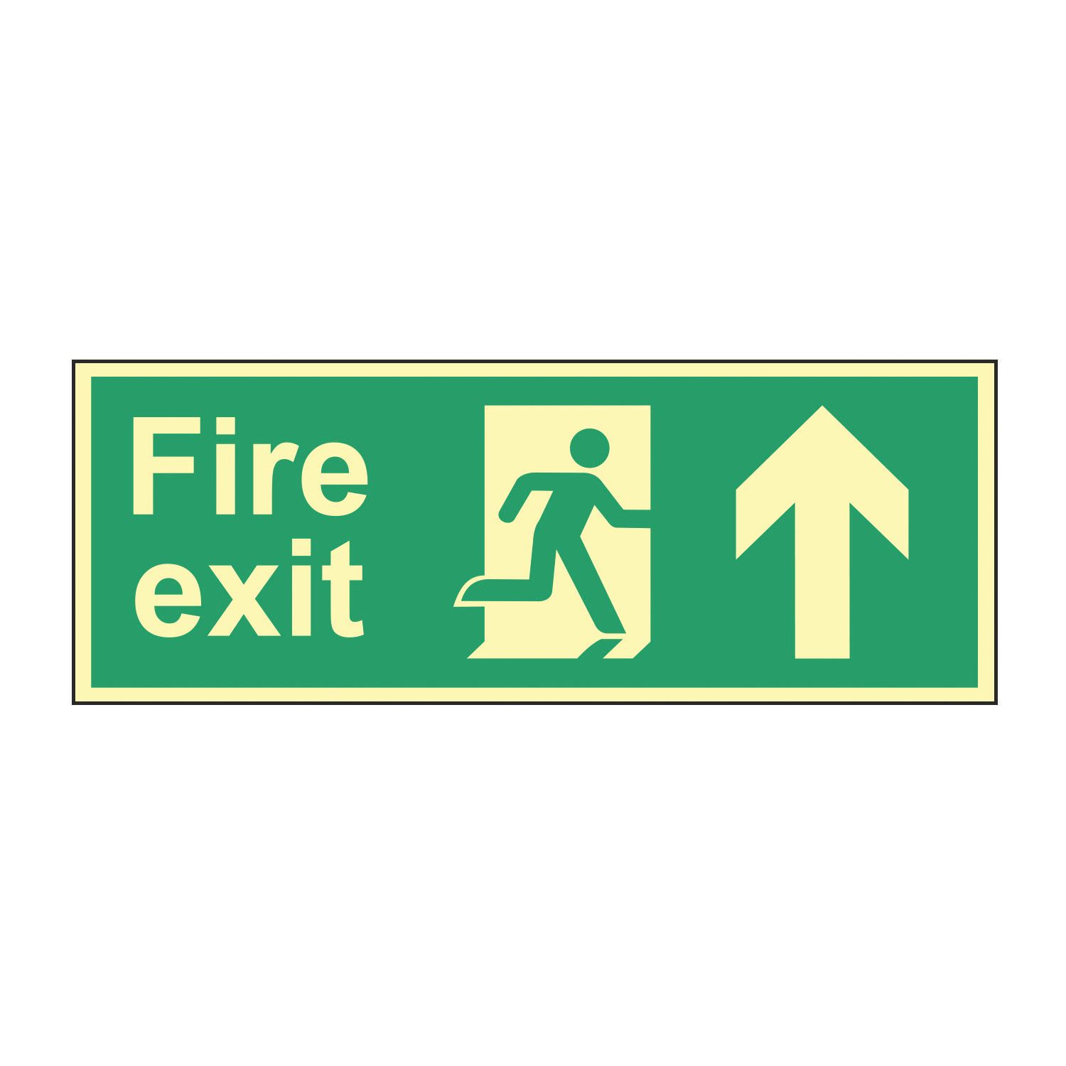 Essentials Photoluminescent "Fire Exit Man Up Arrow" Sign 150mm x 450mm (405FG)