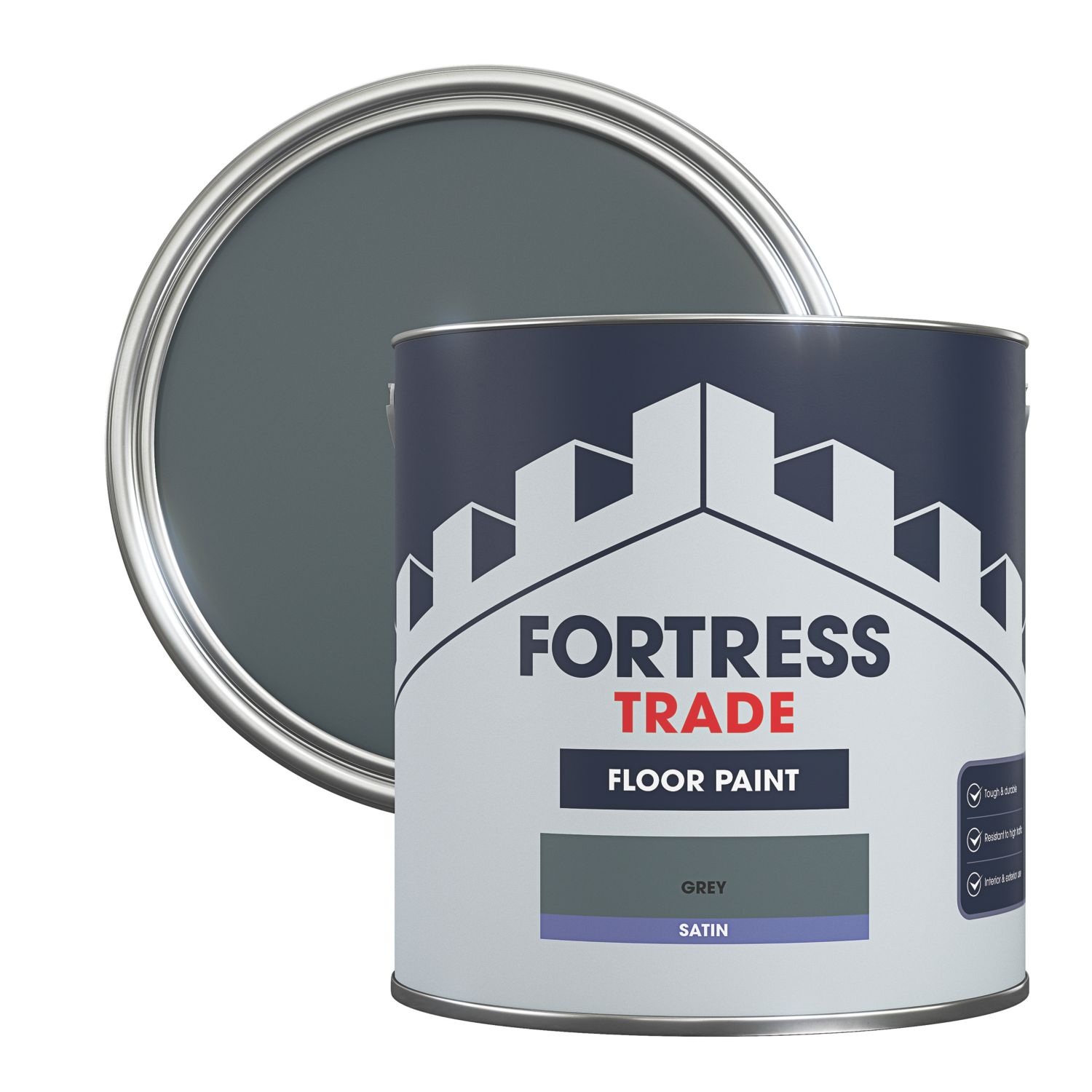 Fortress Trade 2.5Ltr Grey Satin Floor Paint (405JM)