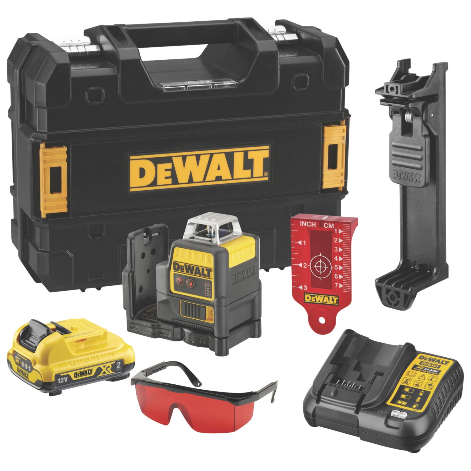 DeWalt DCE0811D1R-GB 12V 1 x 2.0Ah Li-Ion XR Red Self-Levelling Multi-Line Laser Level (405KJ)