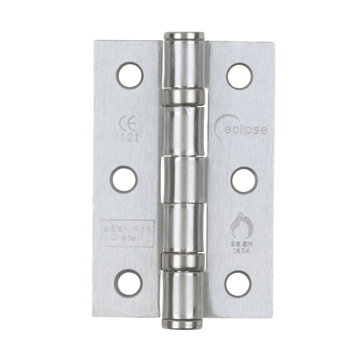 Eclipse Satin Chrome Grade 7 Fire Rated Ball Bearing Hinges 76mm x 51mm 2 Pack (4066J)