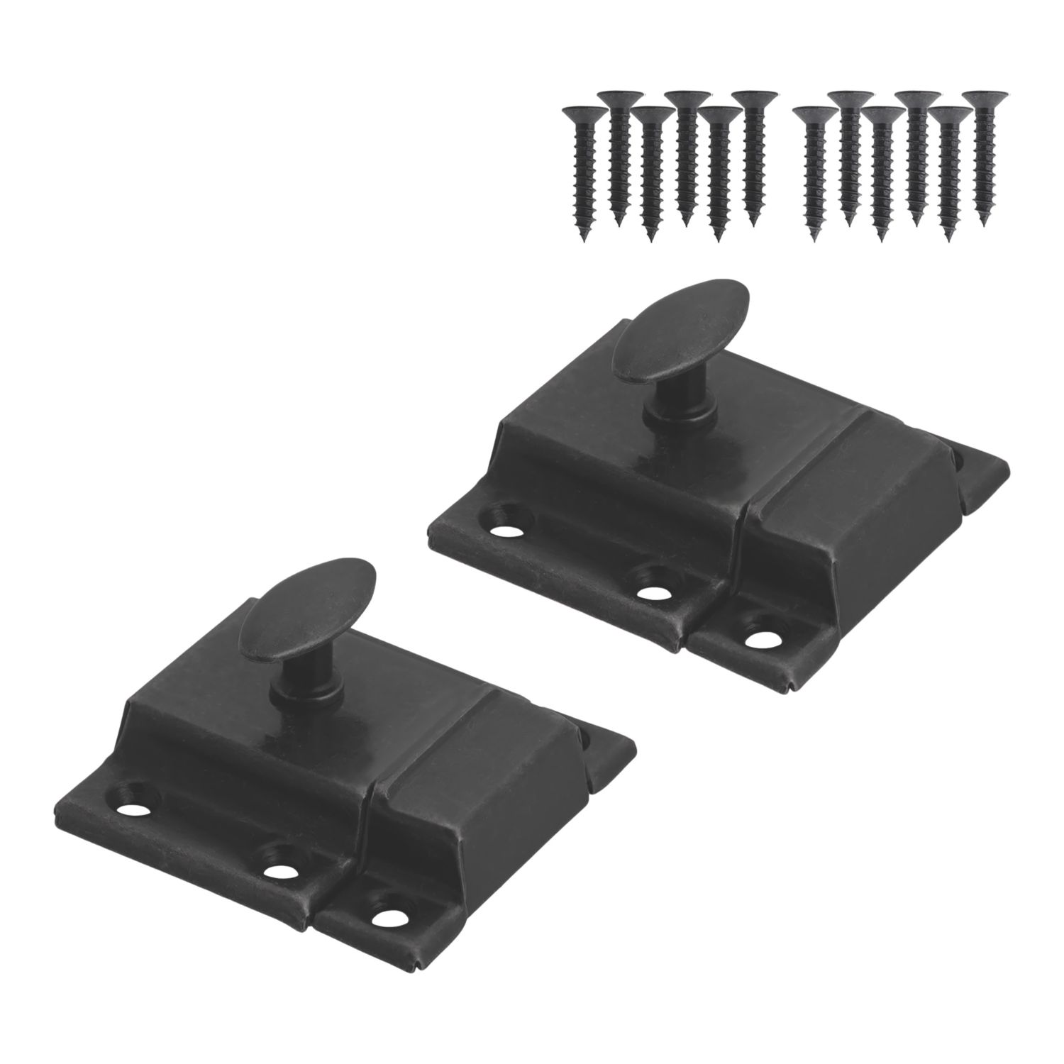 Essentials Cupboard Catches Matt Black 54mm x 54mm 2 Pack (406TA)