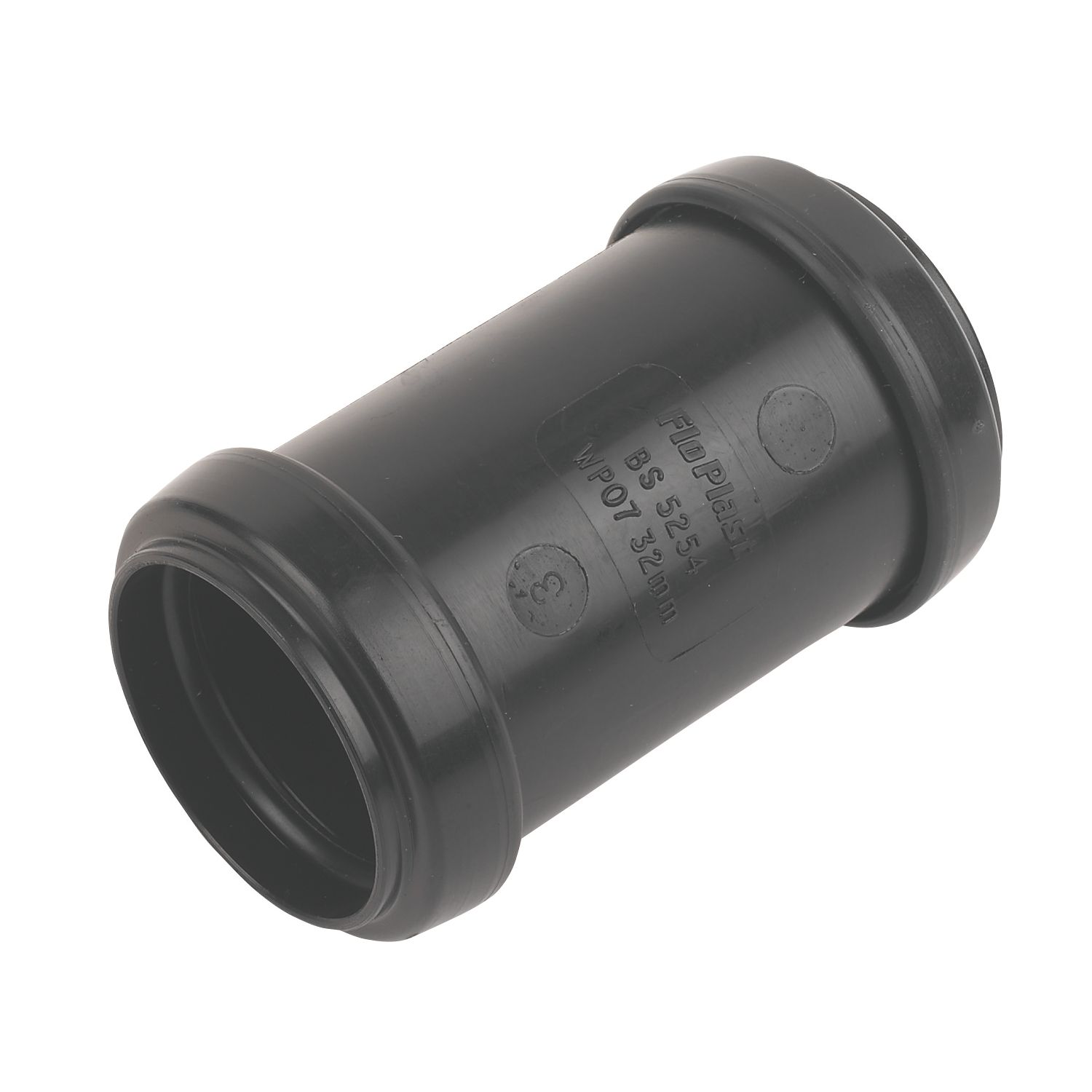 FloPlast Push-Fit Straight Coupler Black 32mm x 32mm (40779)