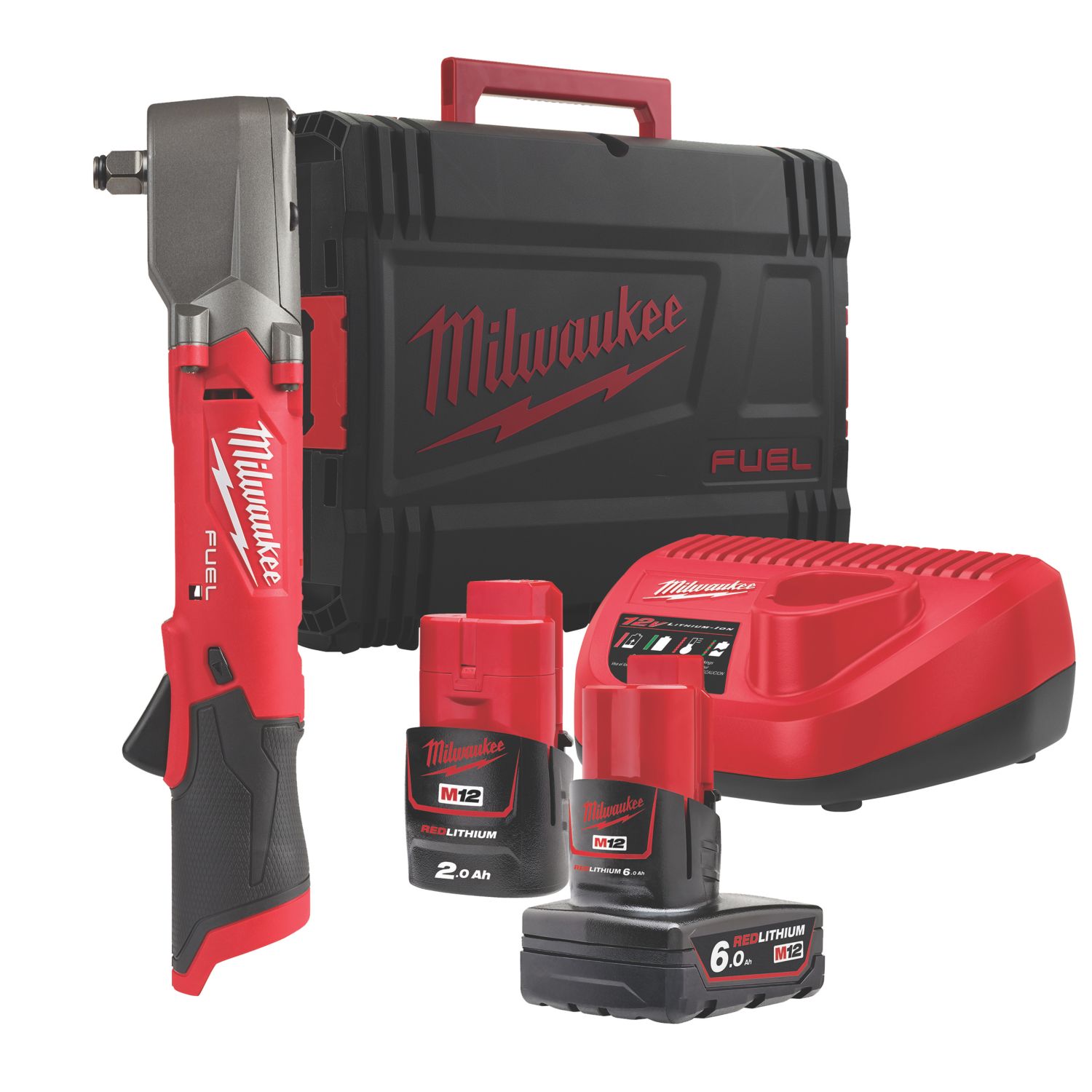 Milwaukee M12 FRAIWF12-622X FUEL 12V 2 x 2.0 / 6.0Ah Li-Ion RedLithium Brushless Cordless Right Angle Impact Wrench (407GE)