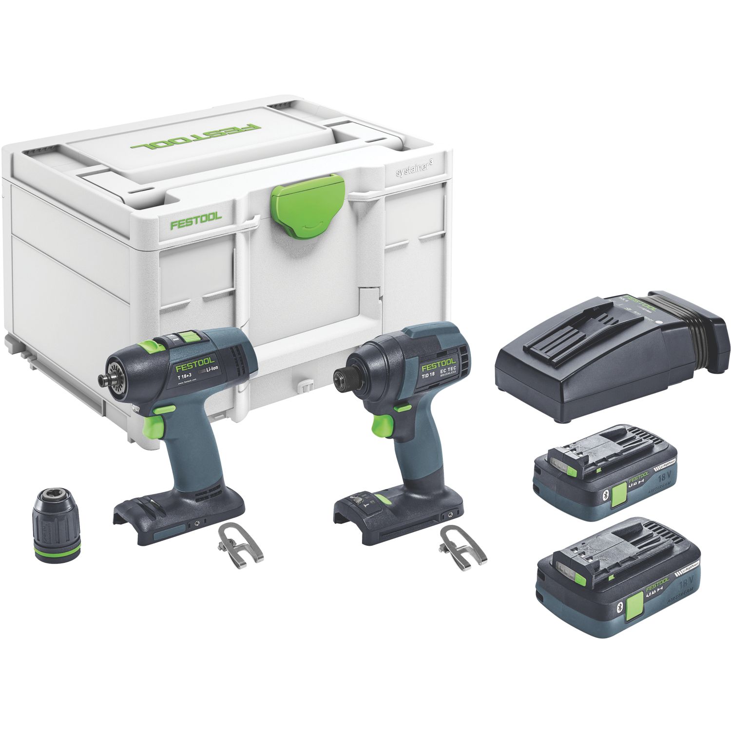 Festool 577245 18V 2 x 4.0Ah Li-Ion Airstream Li-High Power Brushless Cordless Twin Pack (408XG)