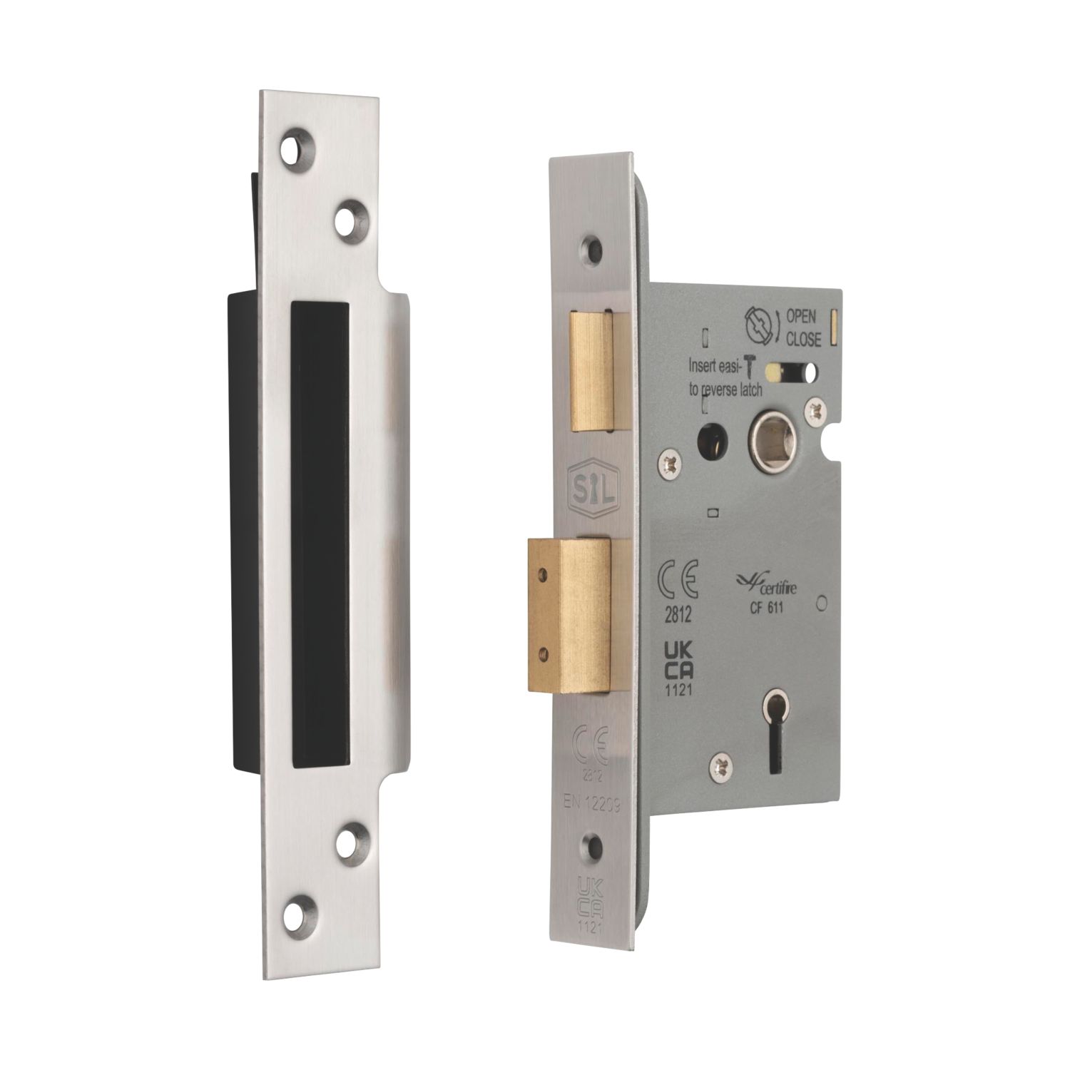 Smith & Locke Fire Rated 5 Lever Satin Nickel Architectural Sash Lock 65mm Case - 44mm Backset (409PX)