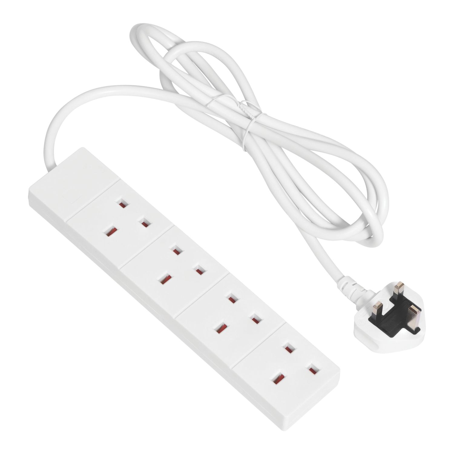 Essentials 13A 4-Gang Unswitched Extension Lead White 2m (410AH)