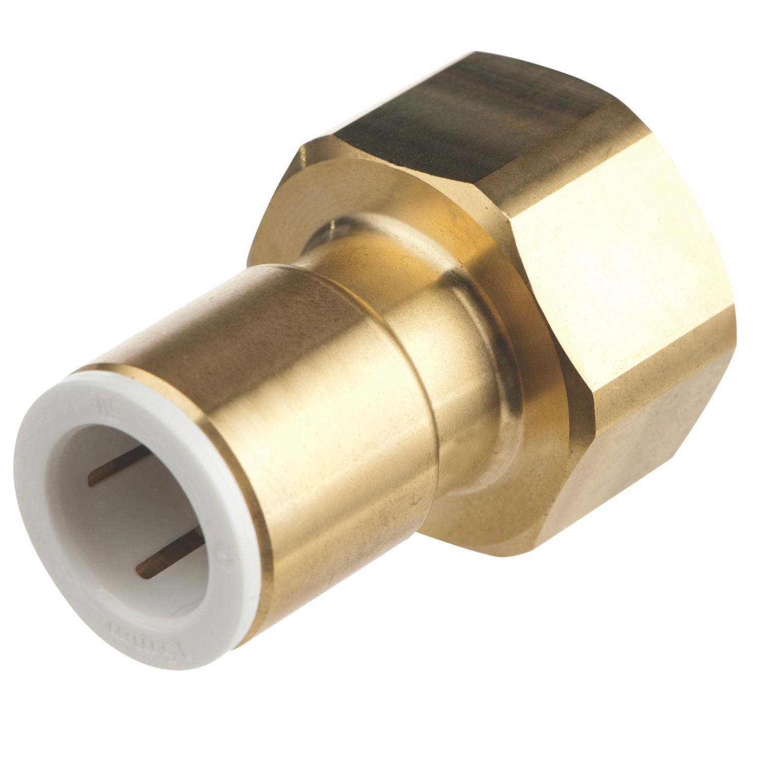 Flomasta Brass Push-Fit Adapting Female Coupler Pipe Fitting Adaptor 15mm x 3/4" (412KR)