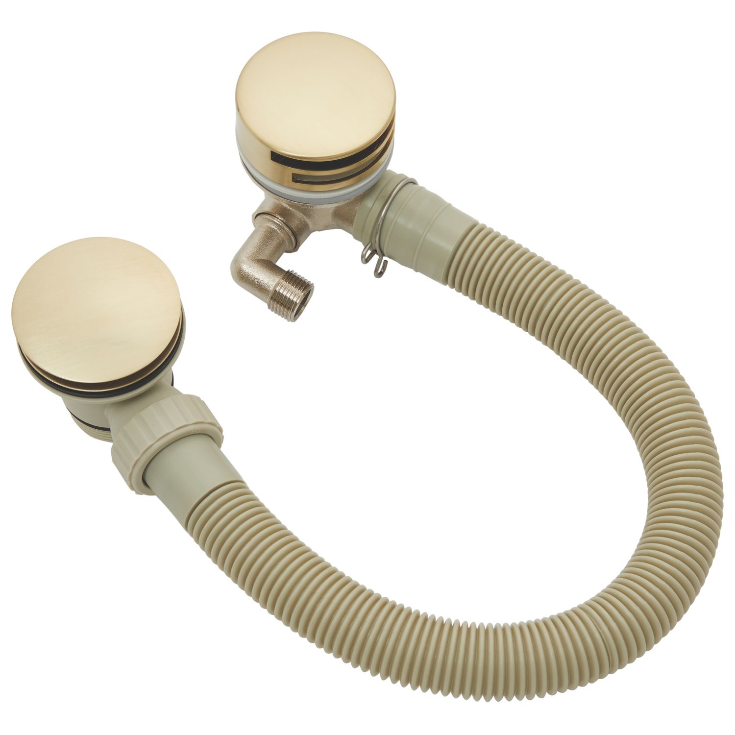 Highlife Bathrooms Brushed Brass Round Head Bath Overflow Filler Tap With Clicker Waste (413RW)