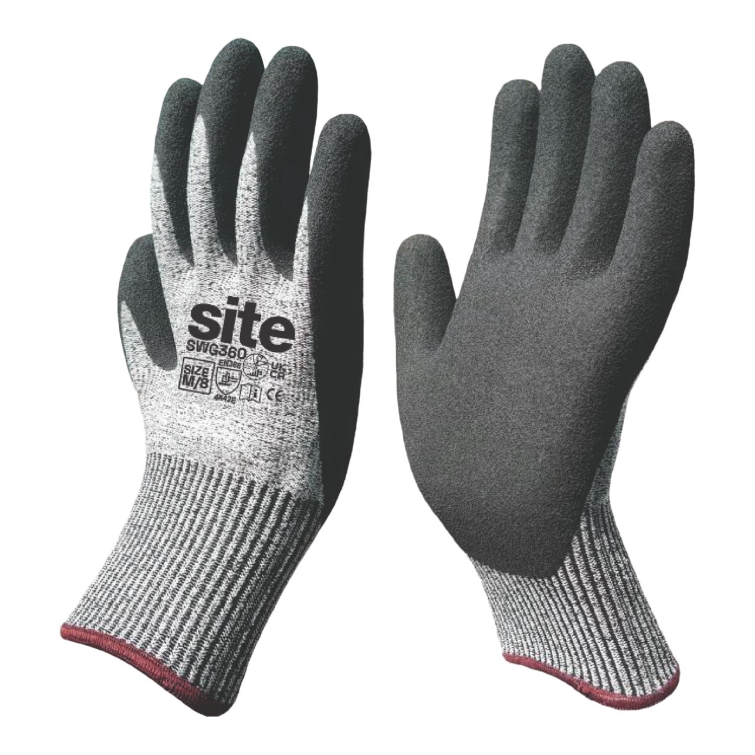 Site SWG360 Cut-Resistant Gloves Grey / Black Small (414YW)
