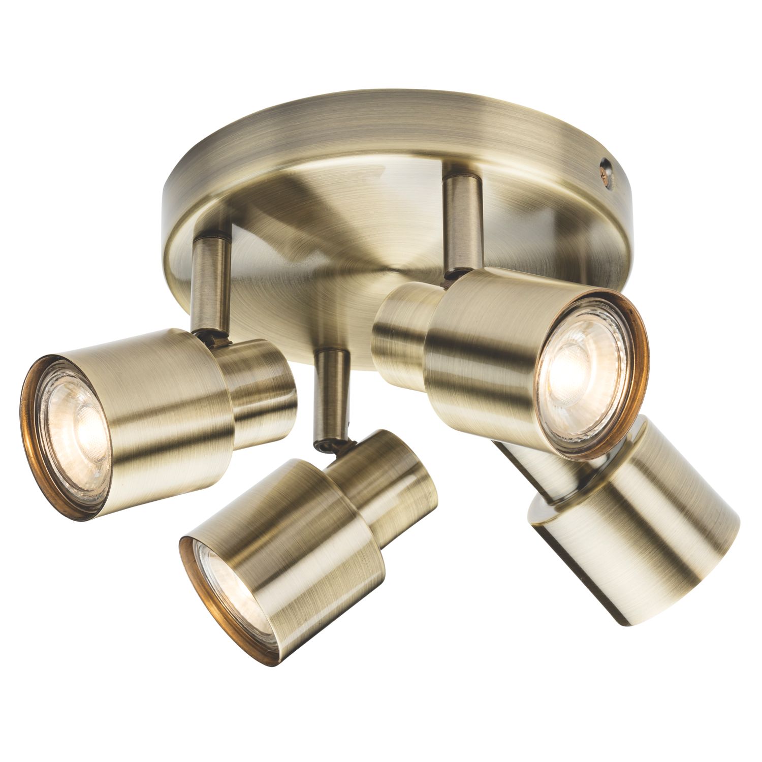 Knightsbridge Round 4-Light Quad GU10 Ceiling Spotlight Antique Brass (416GA)