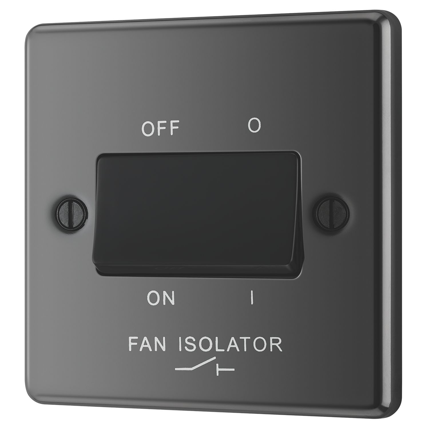 LAP 10AX 1-Gang 3-Pole Fan Isolator Switch Black Nickel with Black Inserts (41740)