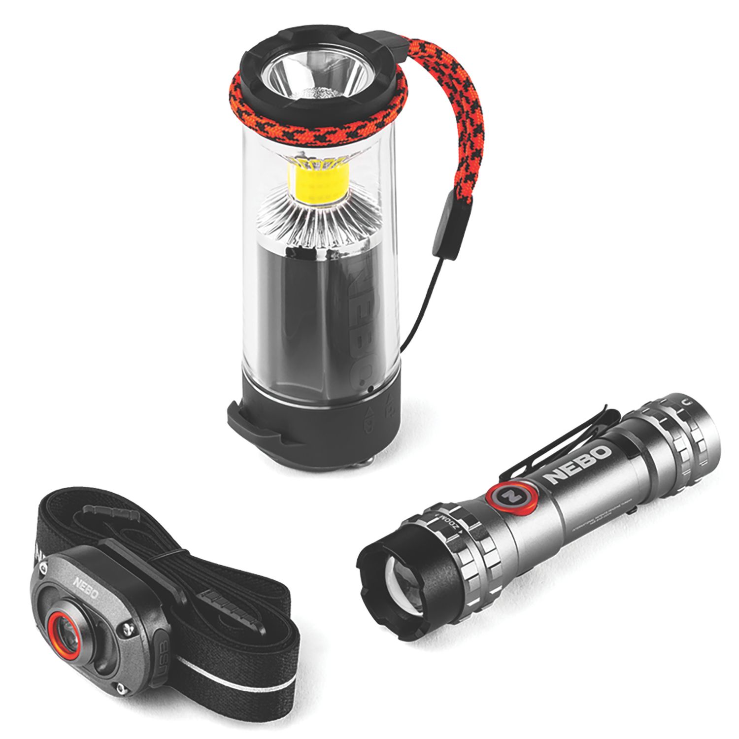 Nebo Rechargeable LED Triple Light Kit Storm Grey 600lm (418AV)
