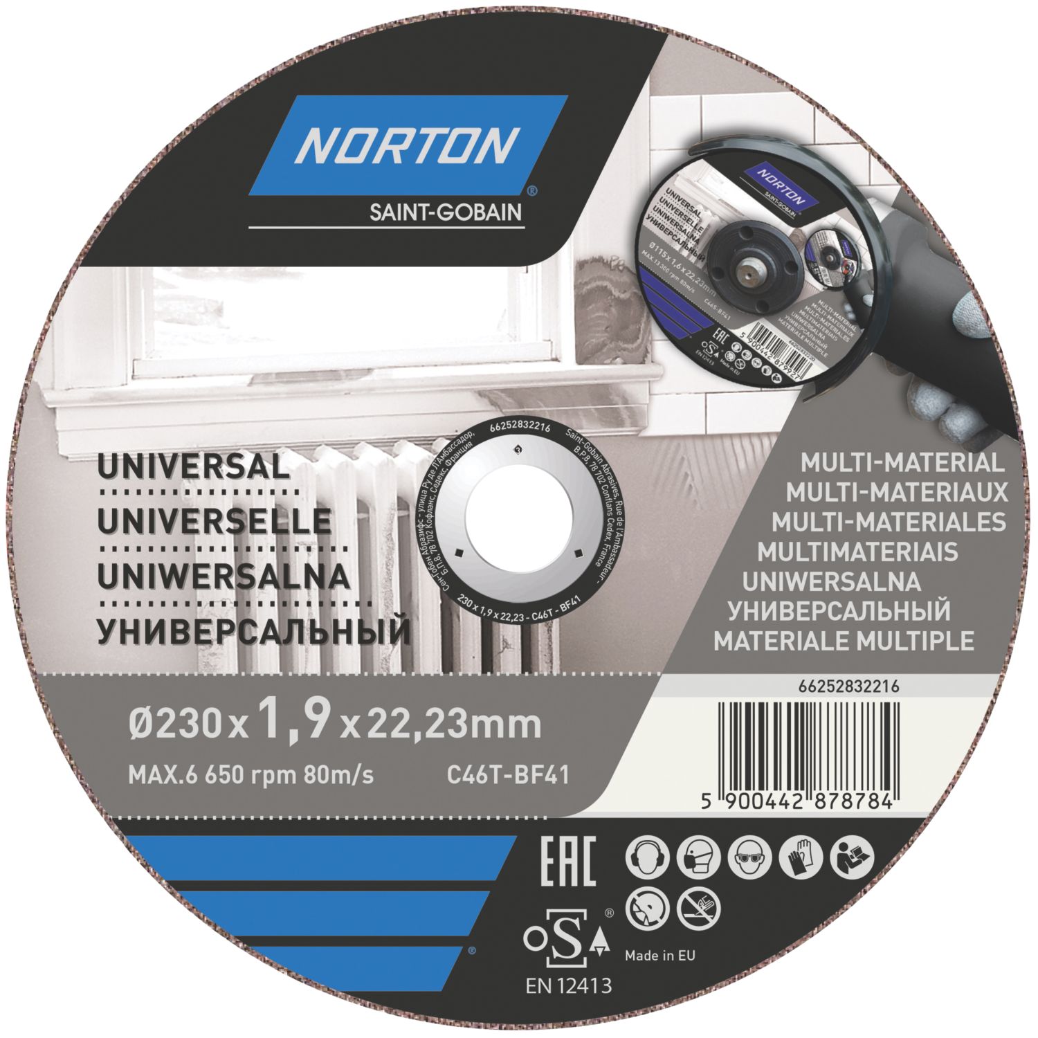 Norton Multi-Material Multi-Material Cutting Disc 230mm (9") x 22.23mm (4200V)