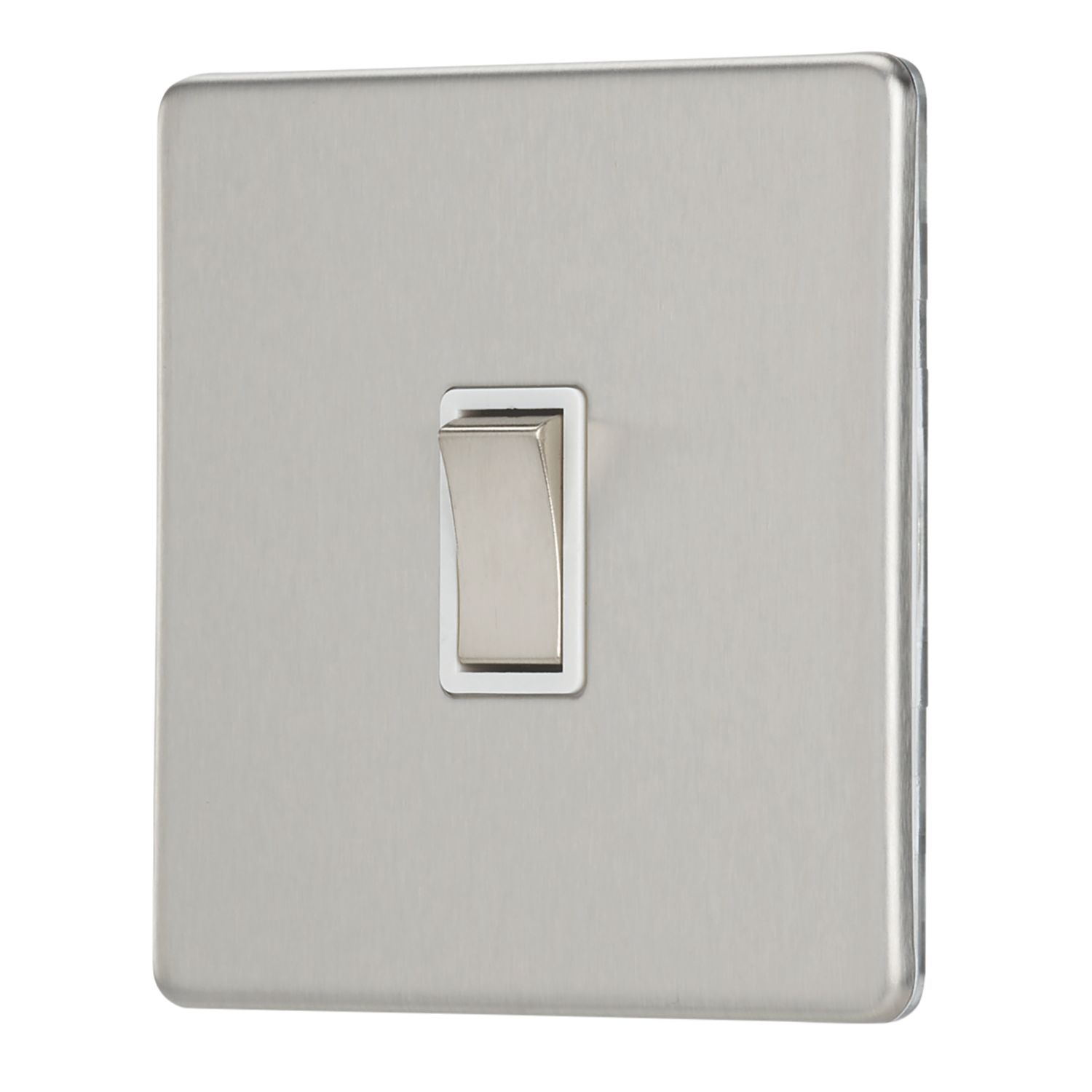 Contactum Lyric 10AX 1-Gang Intermediate Switch Brushed Steel with White Inserts (425RP)