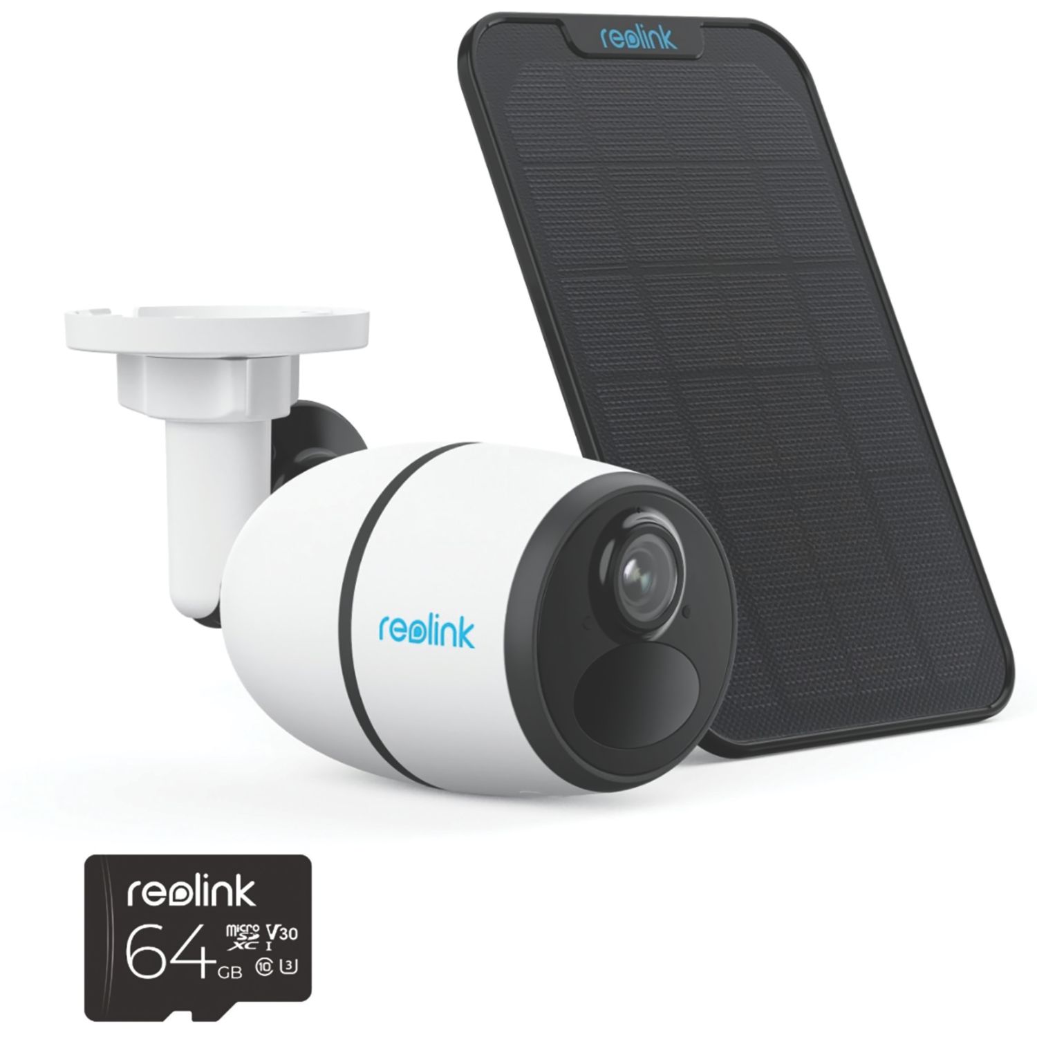 Reolink 2K Go Pro+64GB Solar-Powered White Wireless 1440p Indoor & Outdoor Bullet 4G Smart Security Camera (426VE)