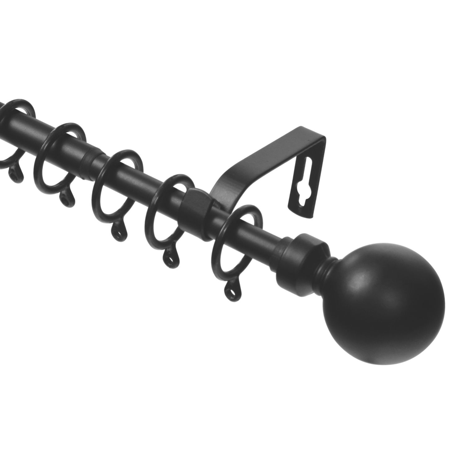 Renaissance Black Curtain Pole 16/13mm x 120-210cm (428CK)