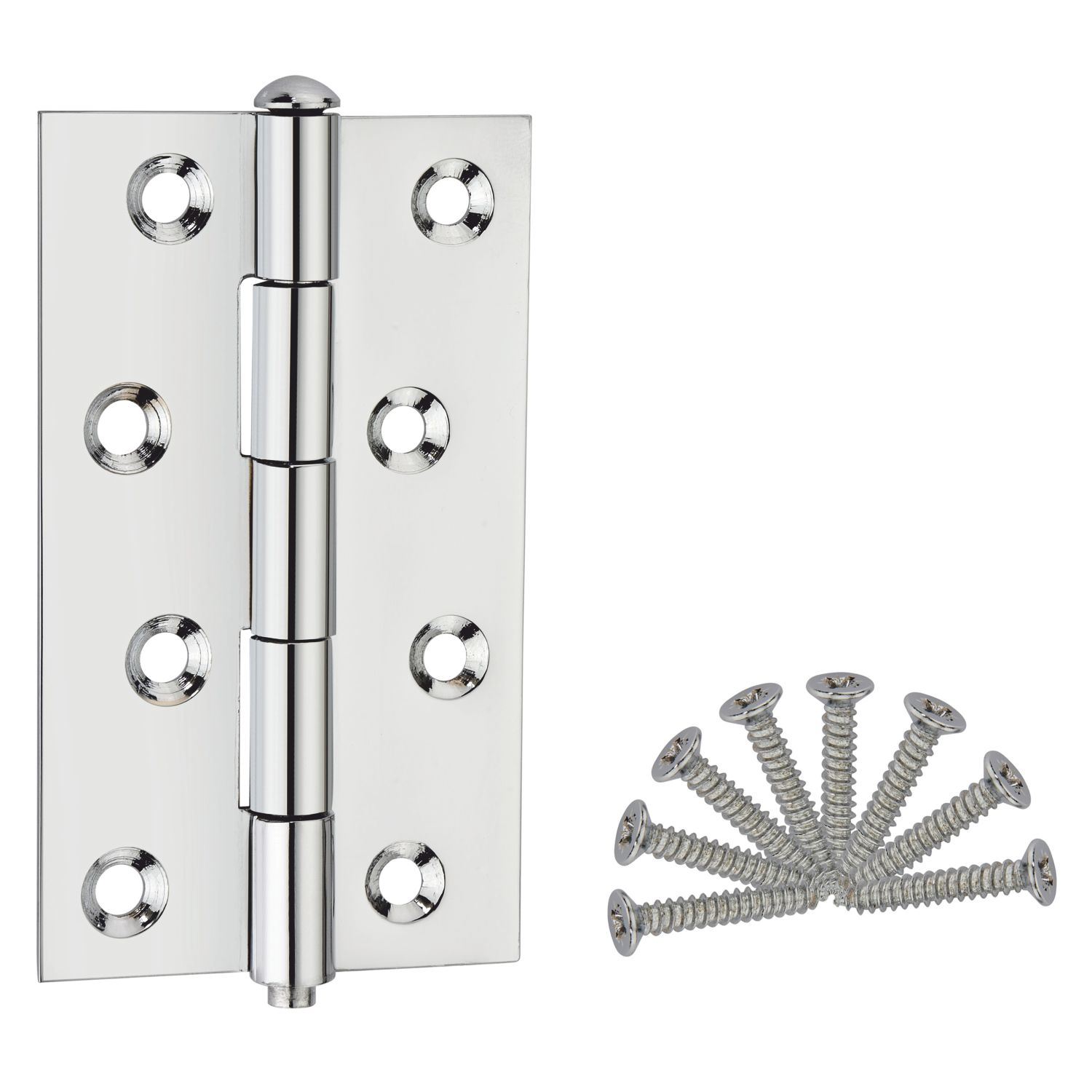 Smith & Locke Polished Chrome Door Hinge 90mm x 57mm 2 Pack (429TE)