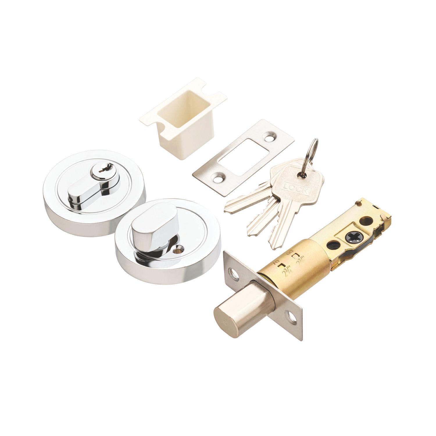 Security Solutions 1 Lever Polished Chrome Euro Locking Deadbolt Thumbturn Set 82mm Case - 60mm Backset (430KK)