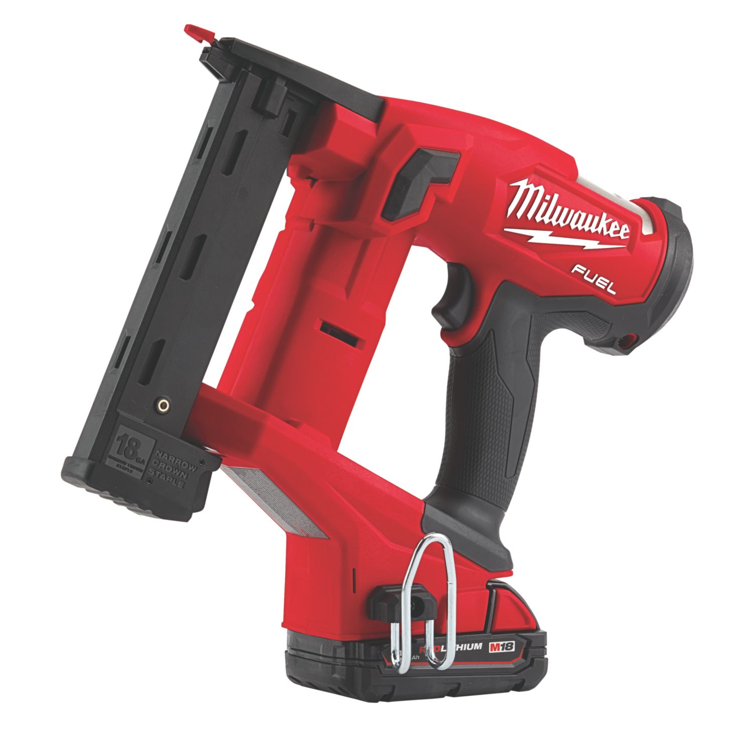 Milwaukee M18FNCS18GS-202X 6.35mm 18V 2 x 2.0Ah Li-Ion RedLithium Brushless First Fix Cordless Nail Gun (431XH)
