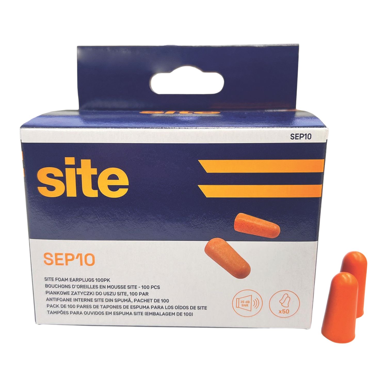 Site SEP10 35dB Ear Plugs 50 Pairs (431YW)