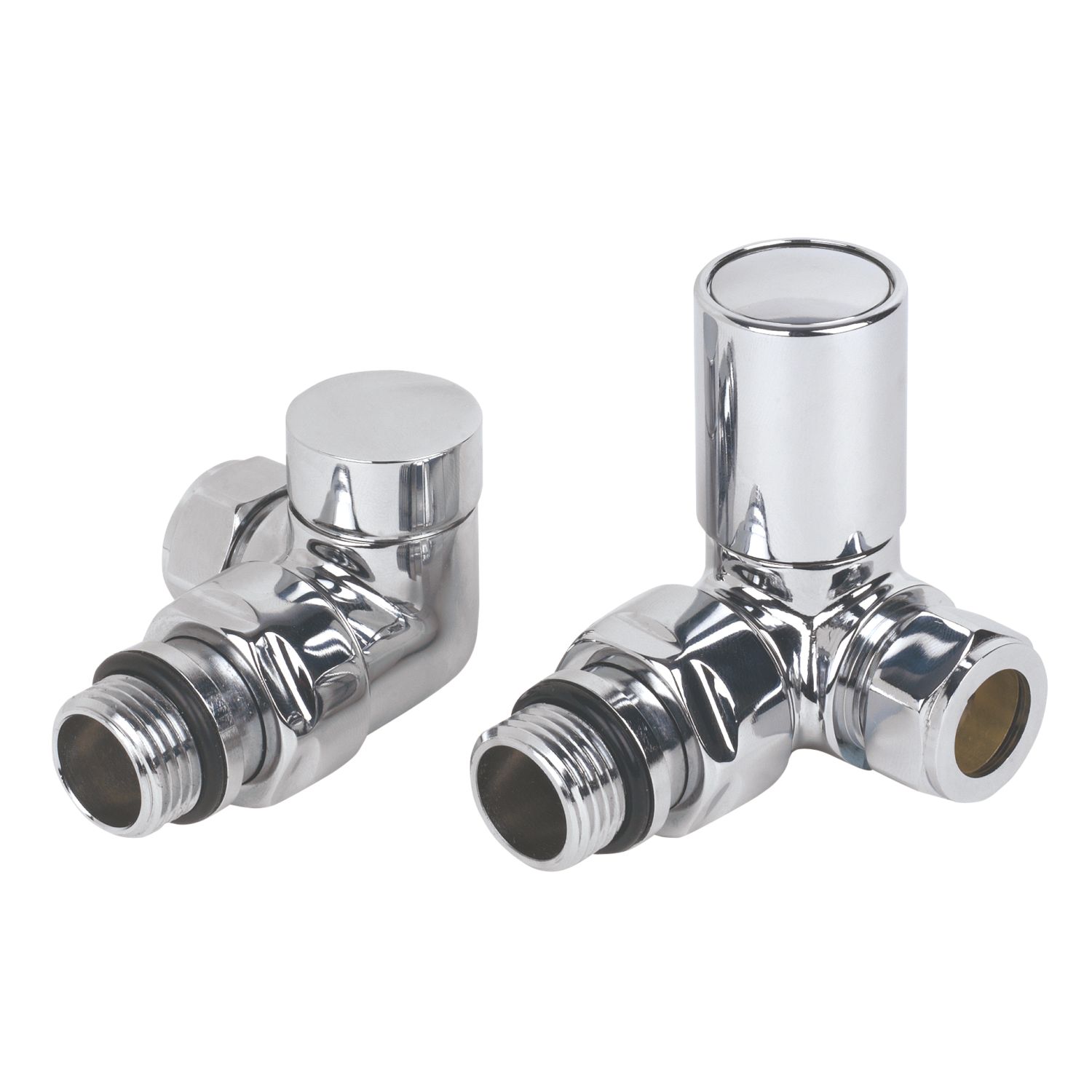 Torino 15mm x 1/2" Chrome Corner Designer Manual Radiator Valve & Lockshield 2 Pcs (43354)
