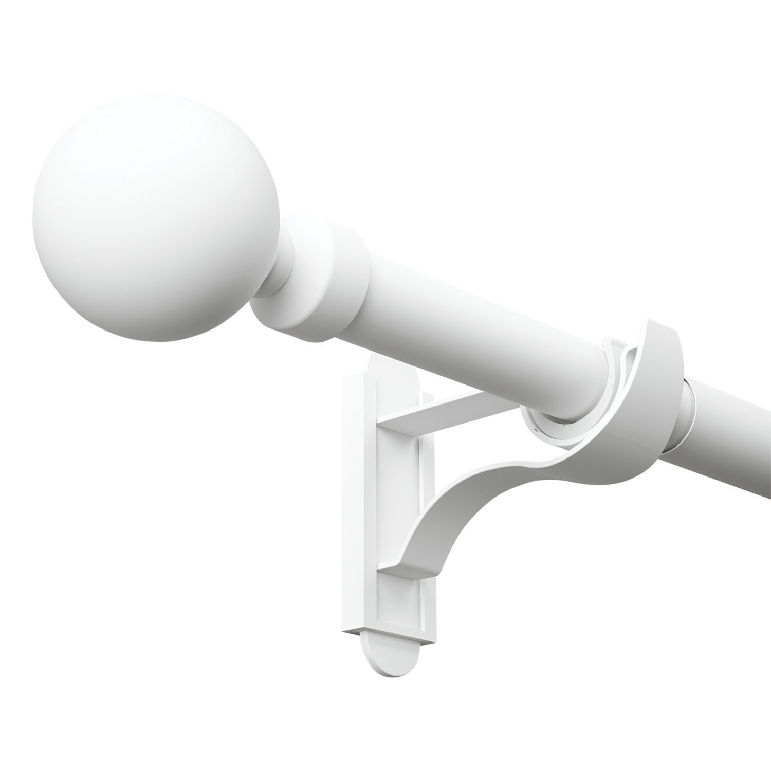 Rothley Matt White Extendable Curtain Pole with Orb Finials 28mm x 125-216cm (433YU)
