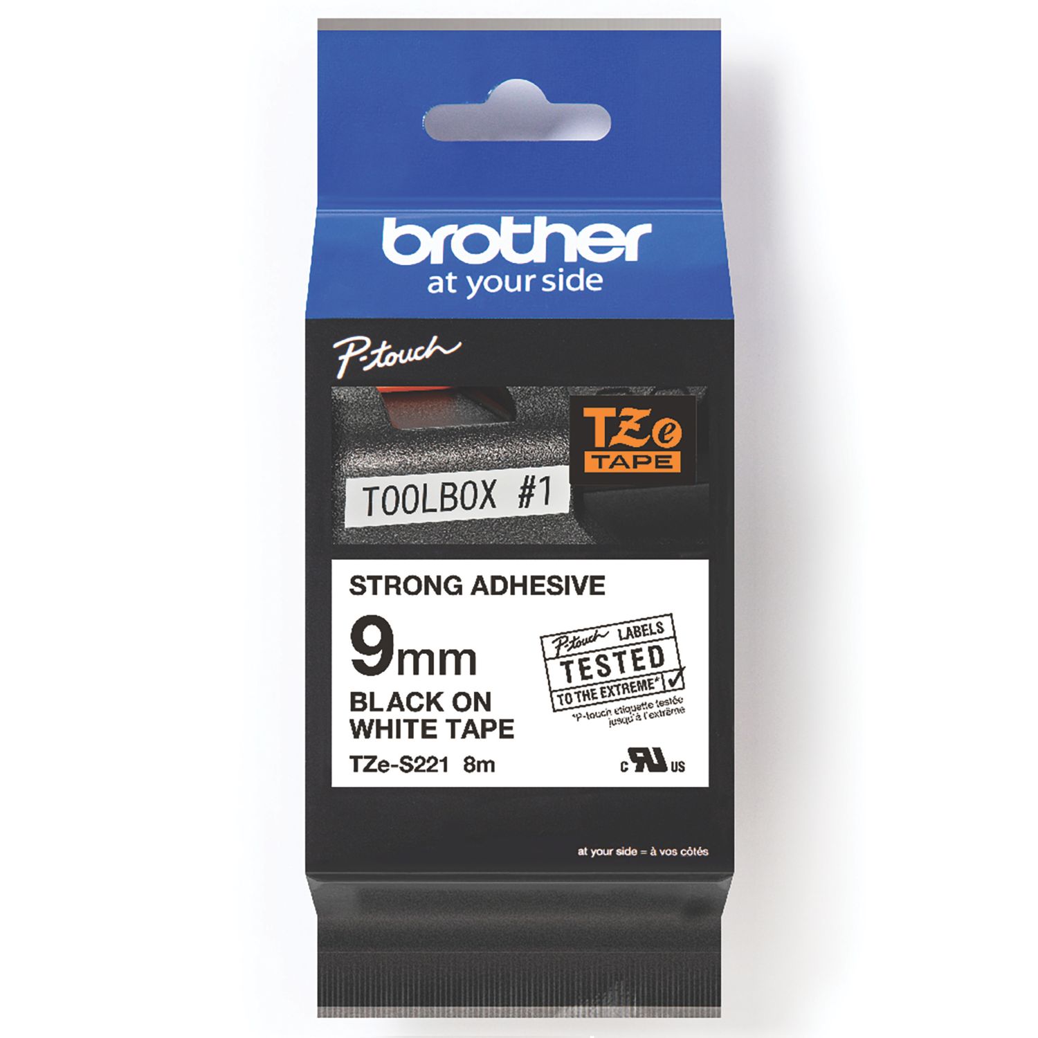 Brother TZES221 Strong Adhesive Labelling Tape 9mm x 8m (434KL)