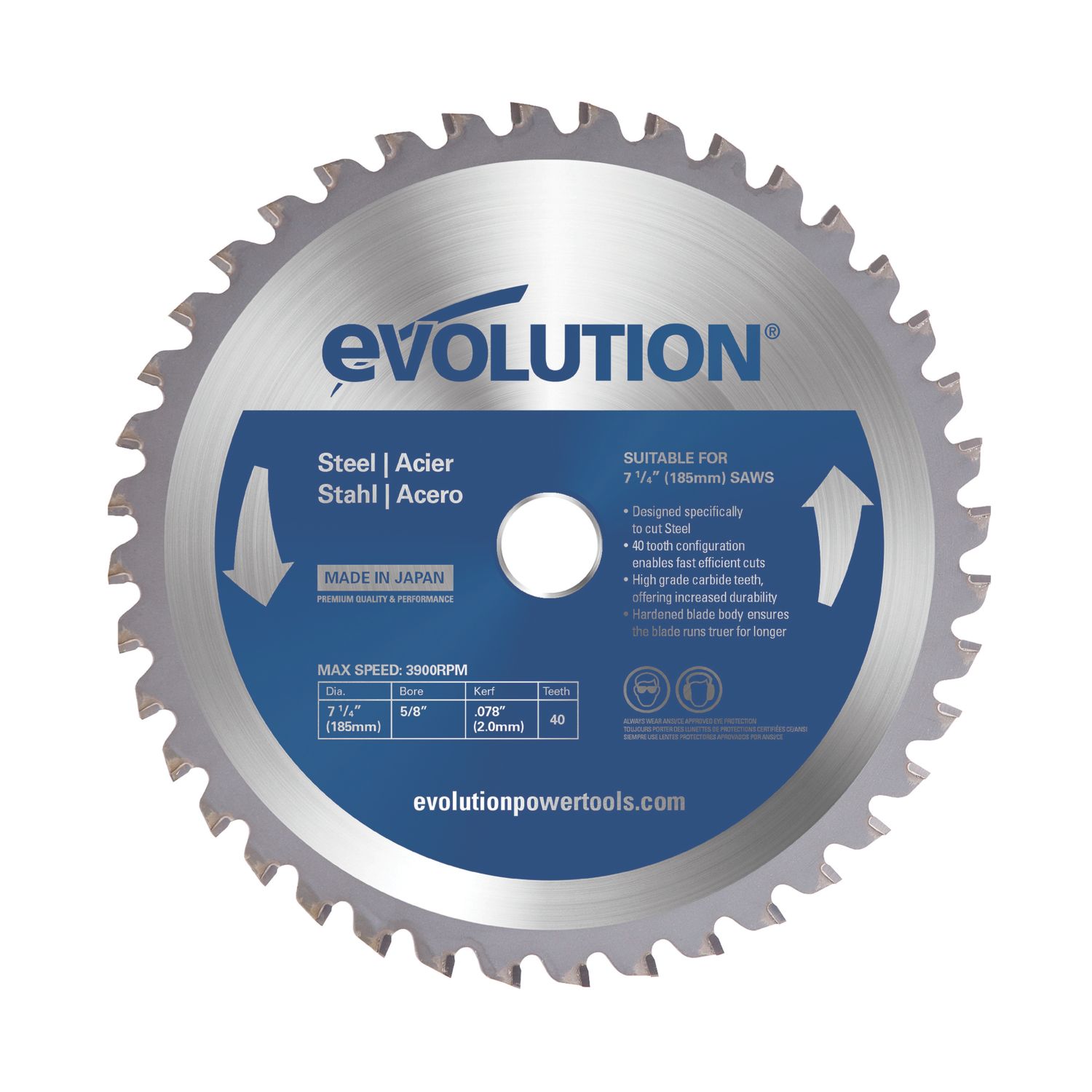 Evolution M185TCT-40CS Mild Steel Circular Saw Blade 185mm x 25.4mm 40T (435AK)