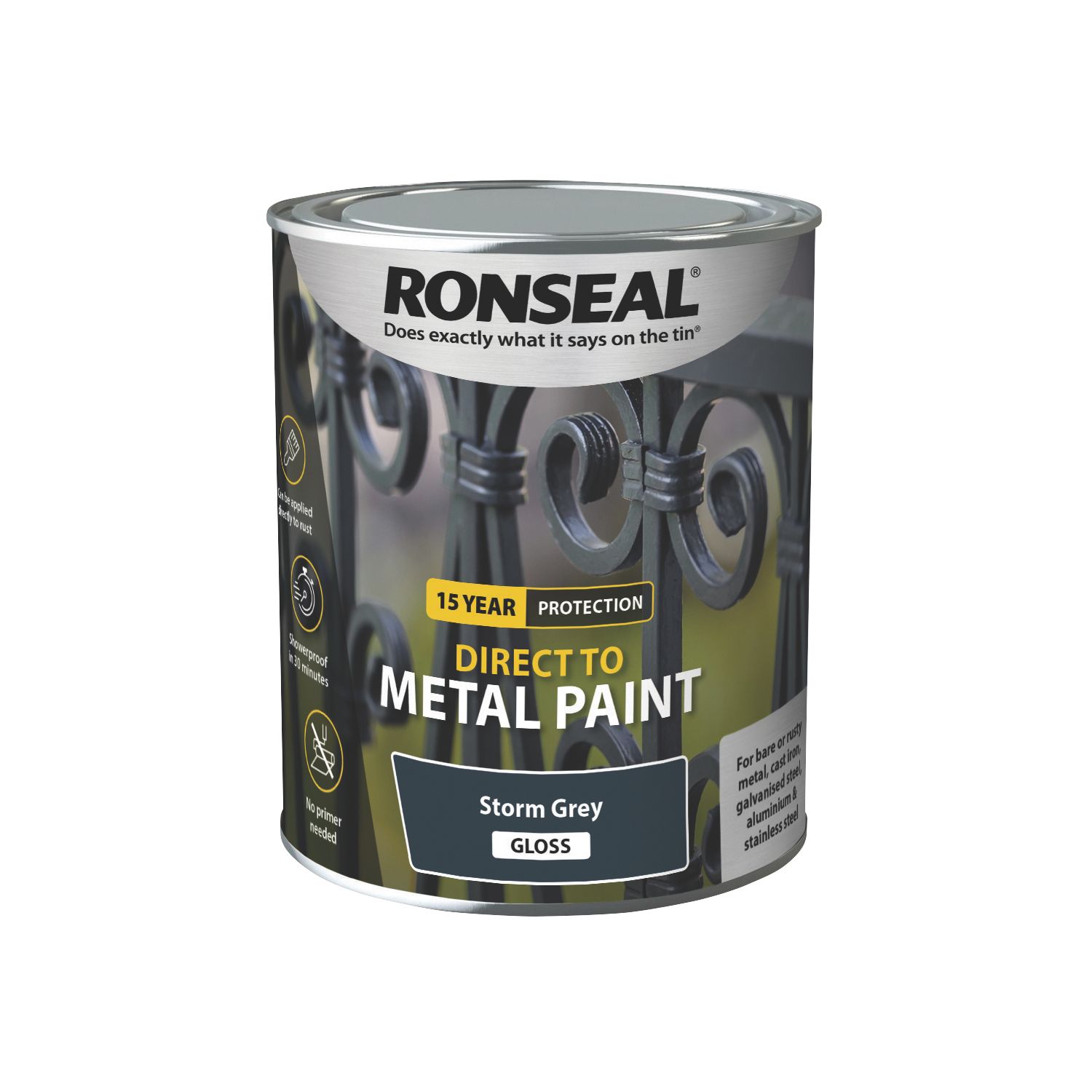 Ronseal 750ml Storm Grey Gloss Anti Corrosive Metal Paint (435KH)