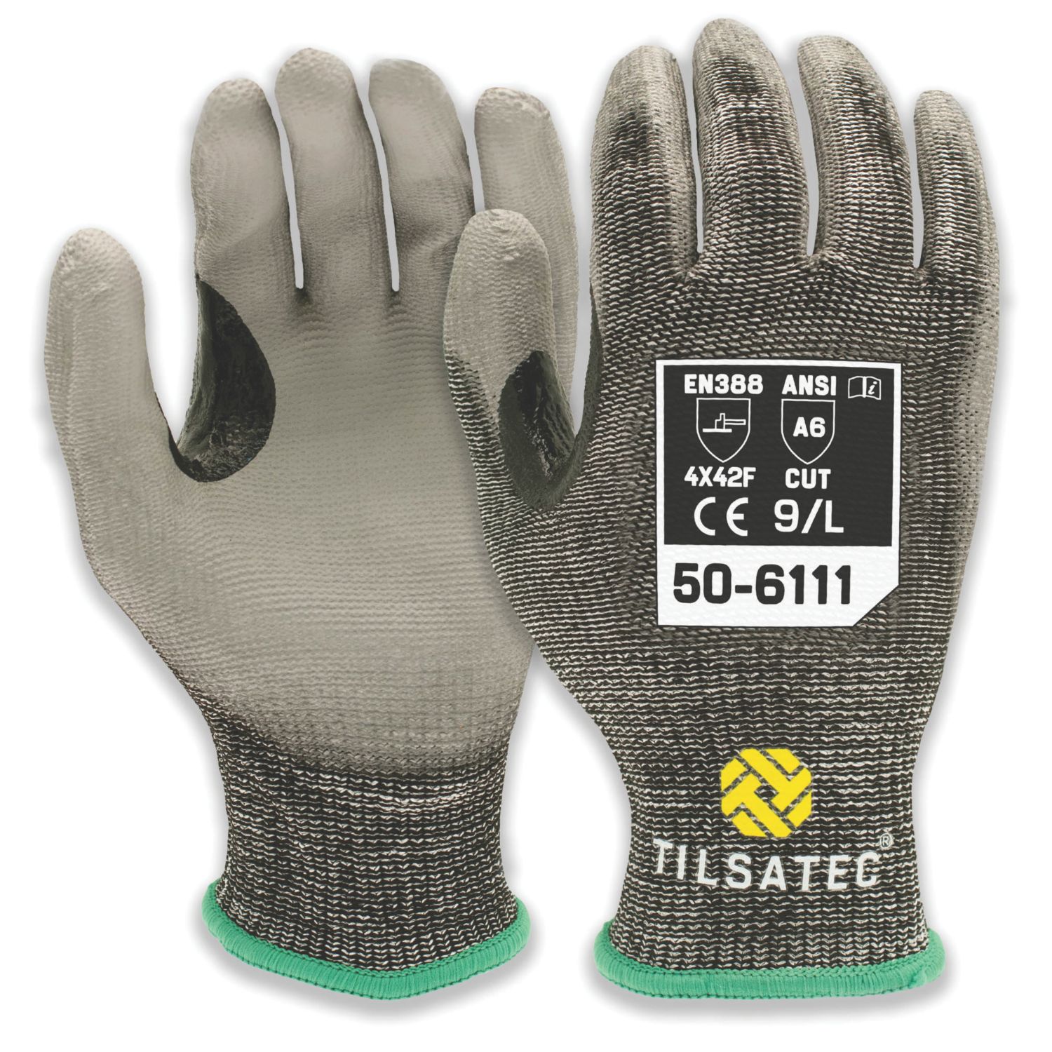 Tilsatec 50-6111 Gloves Black/Grey Large (435KX)