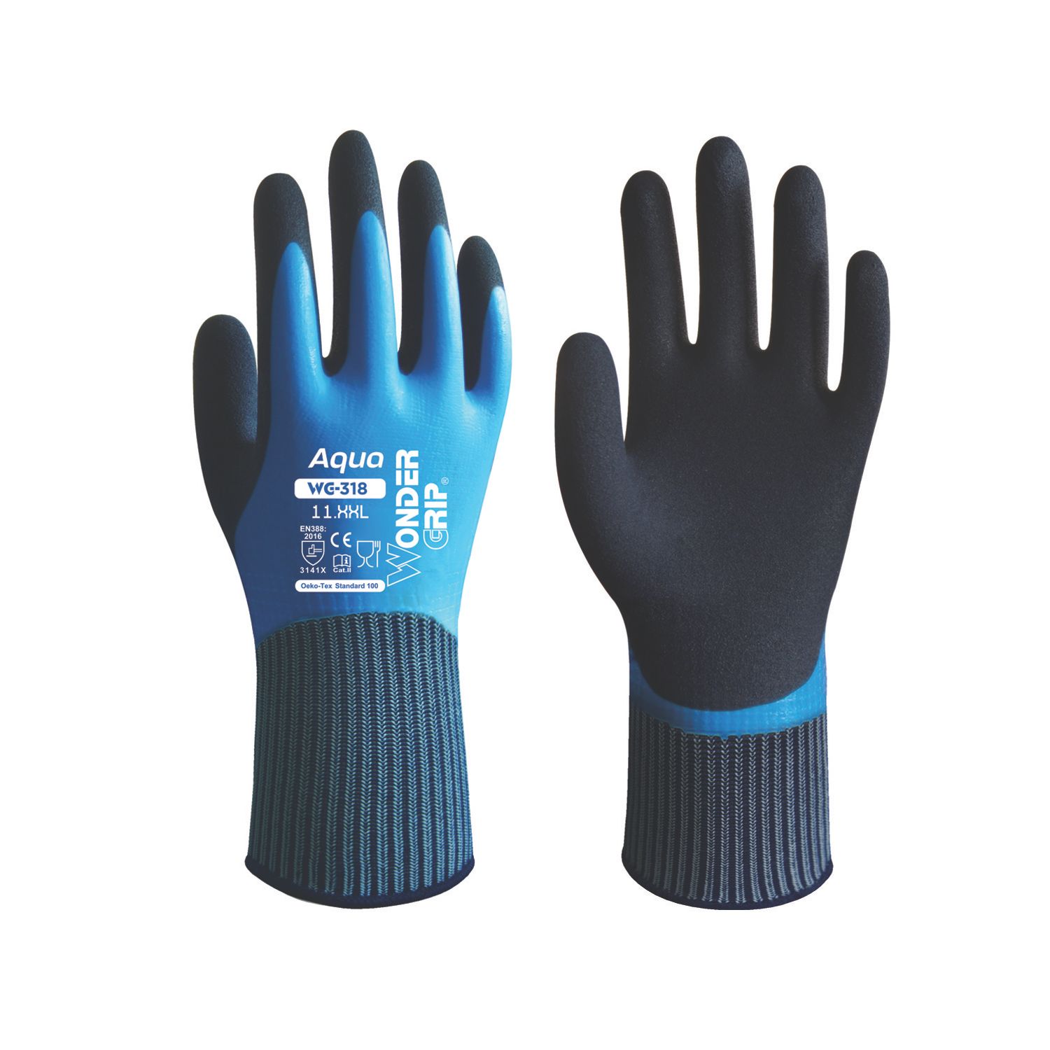 Wonder Grip WG-318 Aqua Gloves Blue 2X Large (439VJ)