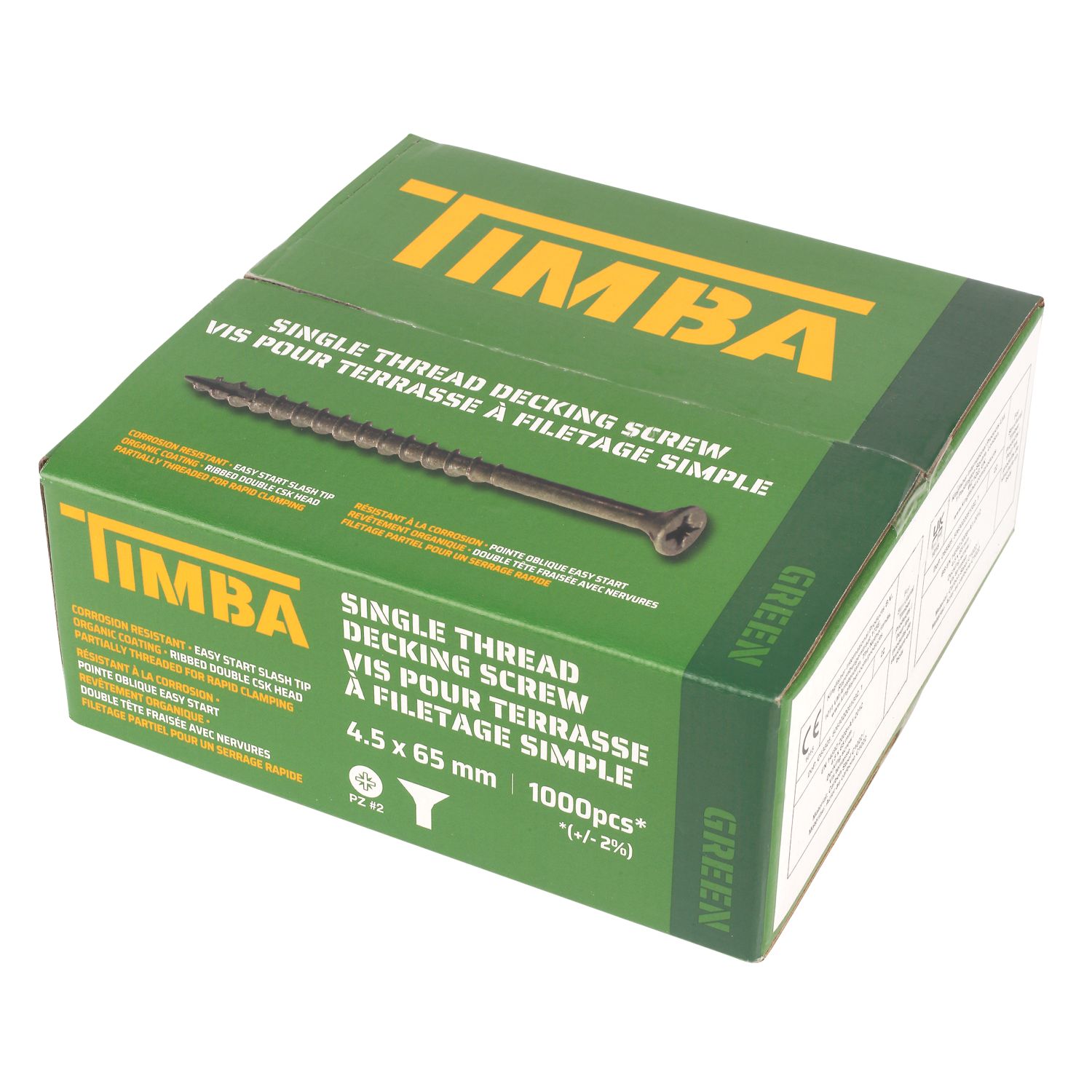 Timba PZ Double-Countersunk Decking Screws 4.5mm x 65mm 1000 Pack (443PF)