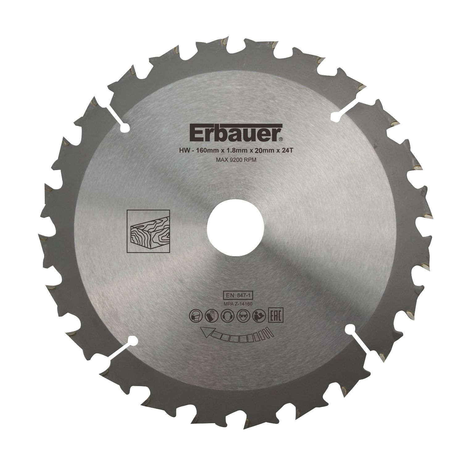 Erbauer Wood TCT Saw Blade 160mm x 20mm 24T (444GP)