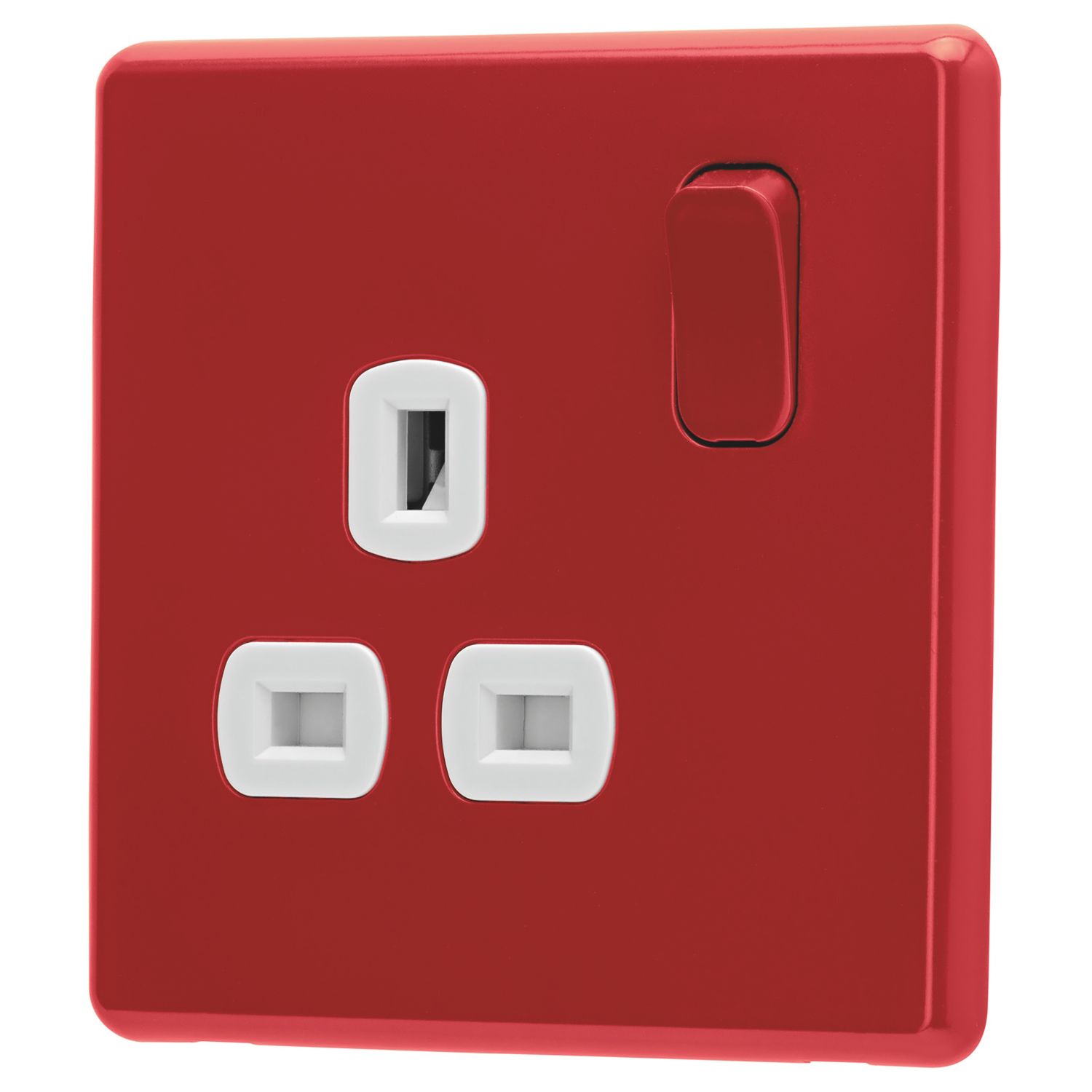 Arlec 13A 1-Gang SP Switched Socket Red with White Inserts (444RU)