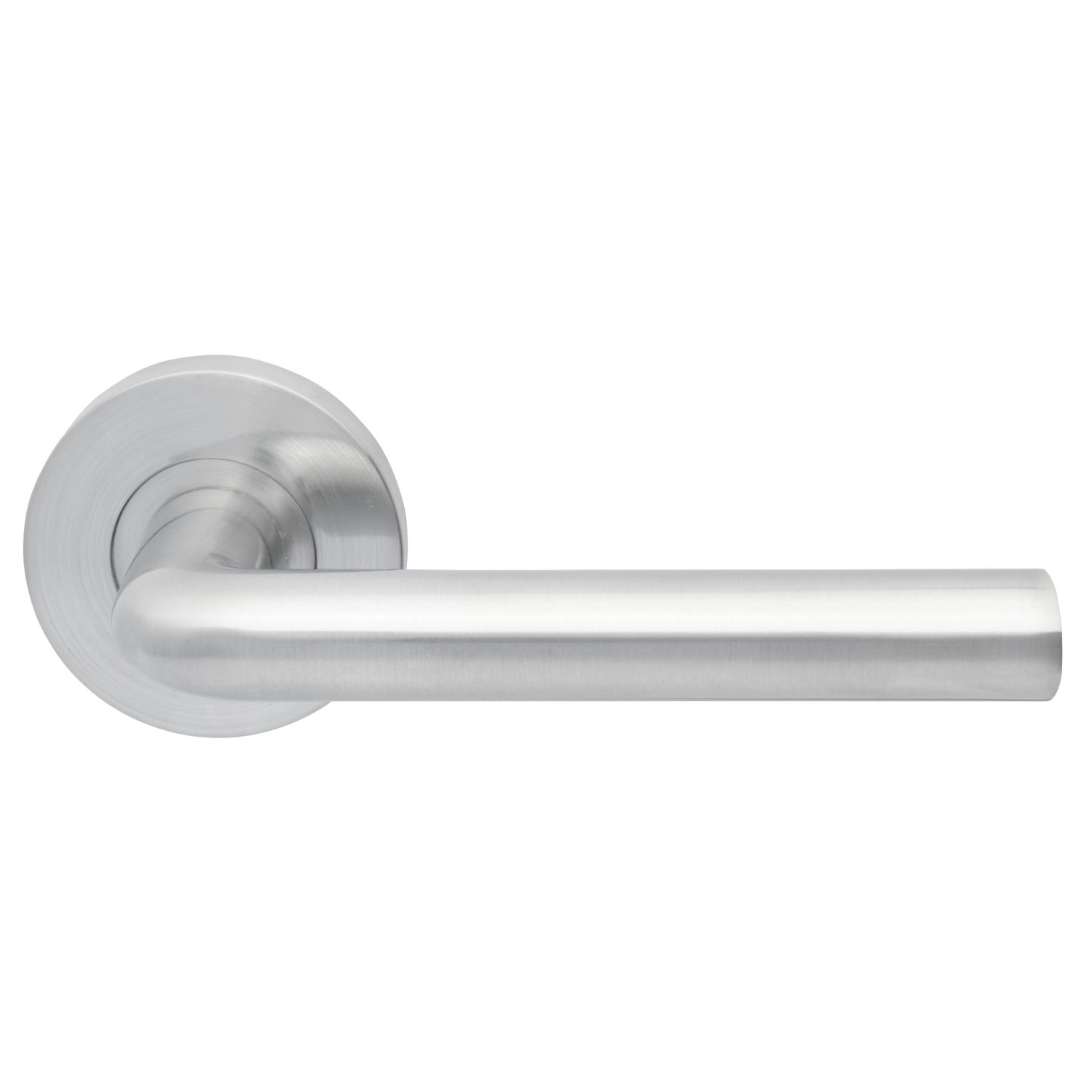 Jigtech Riva Lever on Rose Door Handles Pair Satin Chrome (445HP)