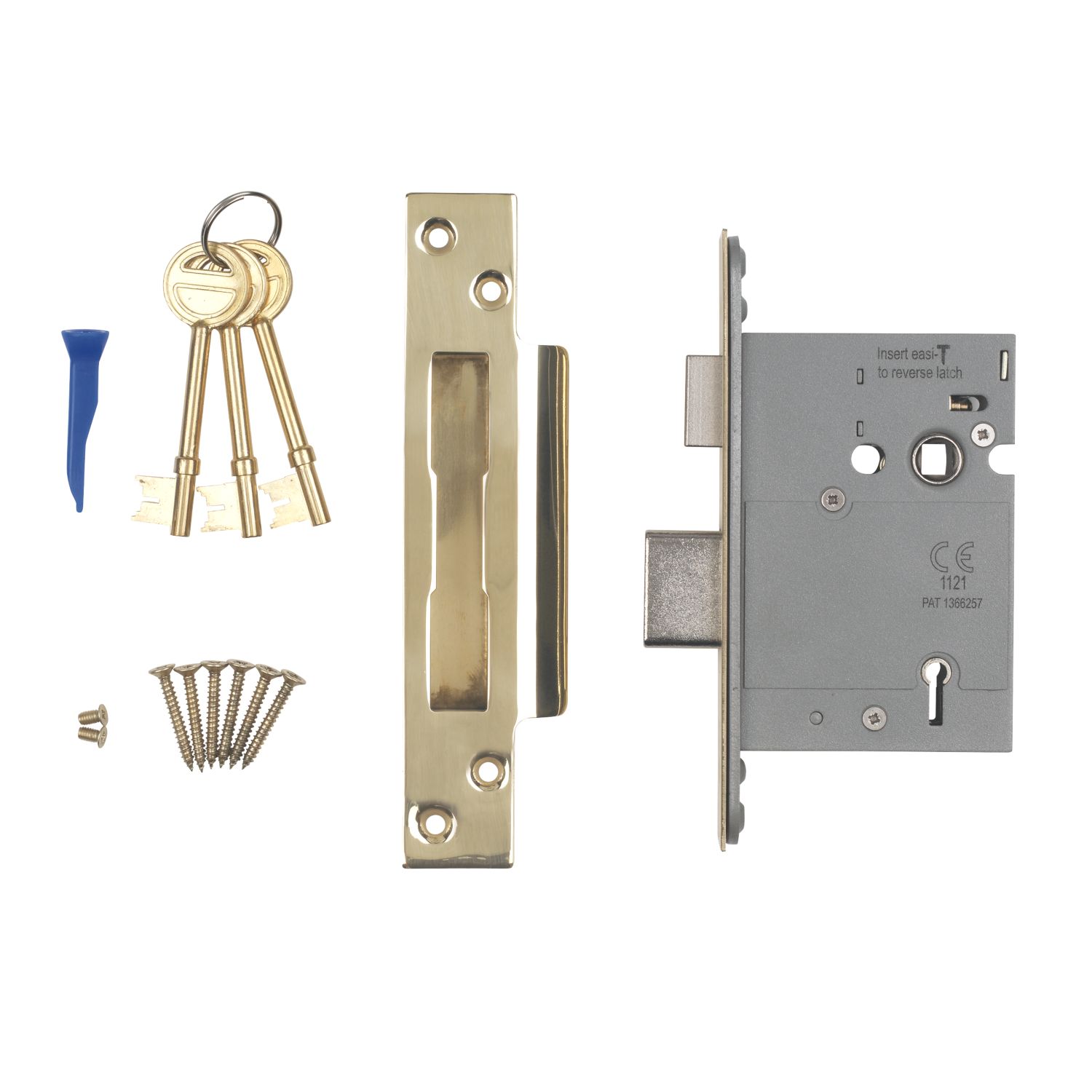 Smith & Locke Fire Rated Stainless Brass BS 5-Lever Mortice Sashlock 78mm Case - 57mm Backset (4467G)