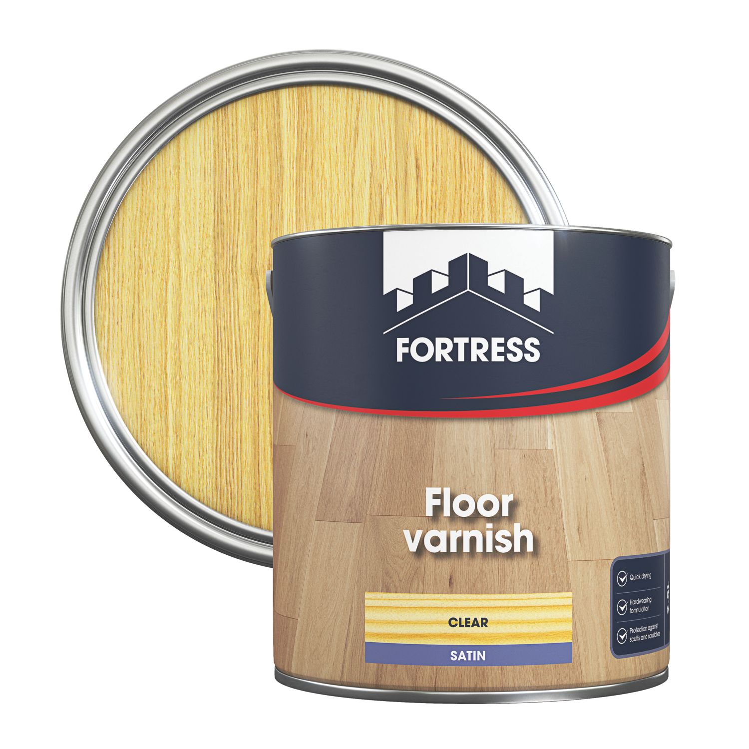 Fortress 2.5Ltr Clear Satin Water-Based Floor Varnish (447JM)