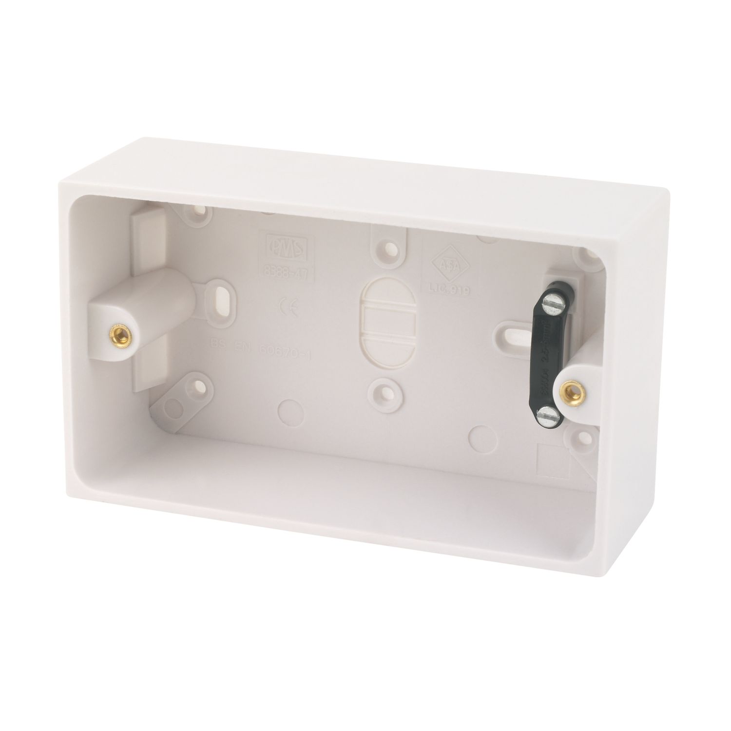 Essentials 2-Gang Surface Pattress Back Box 47mm (4493D)