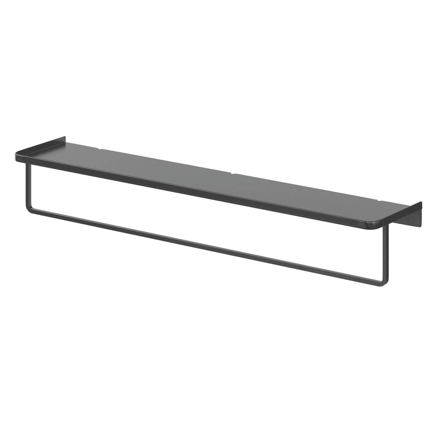 Elland Black Steel Bathroom Shelf with Towel Rail 600mm x 120mm x 90mm (450PE)