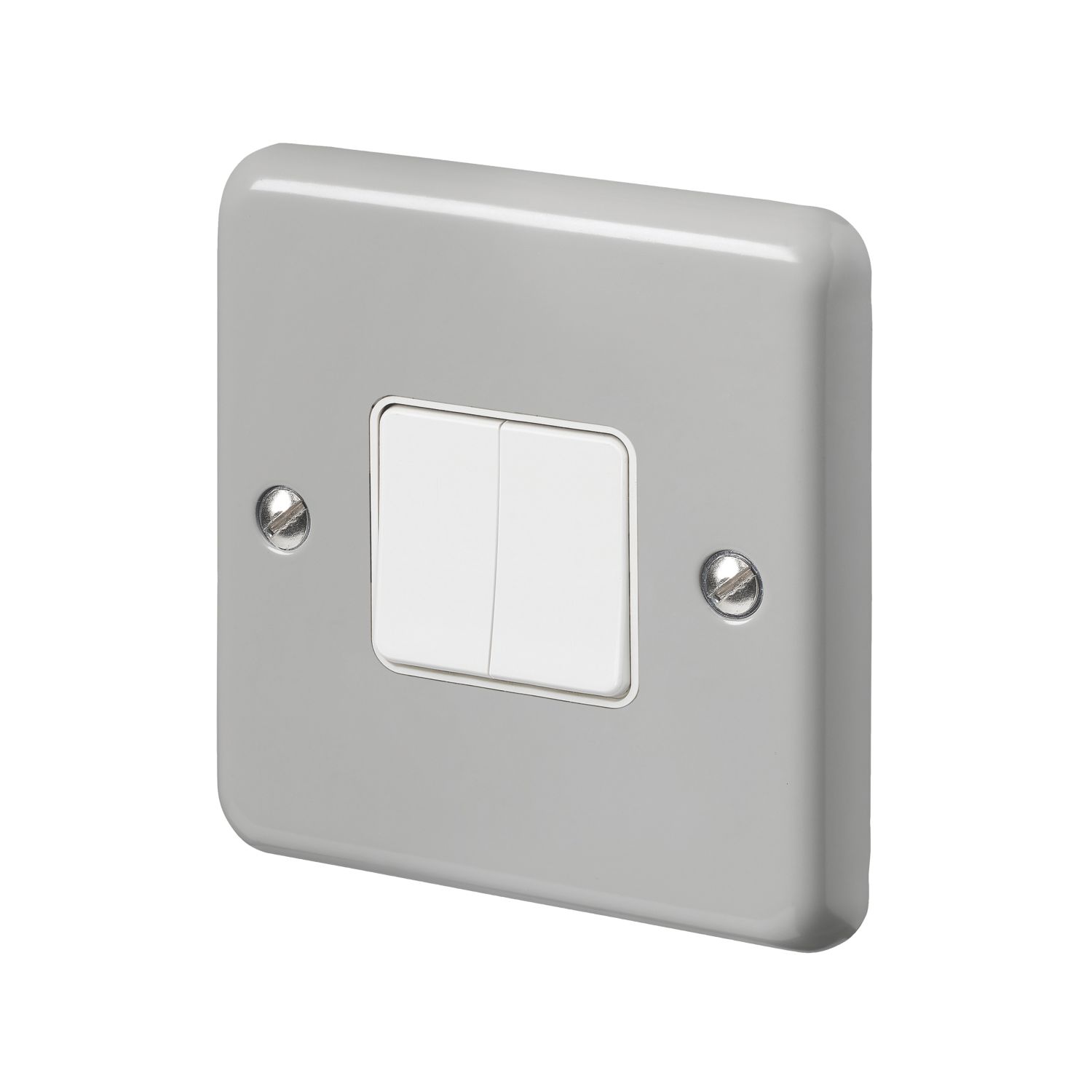 MK Contoura 10A 2-Gang 2-Way Switch Grey with White Inserts (450RG)