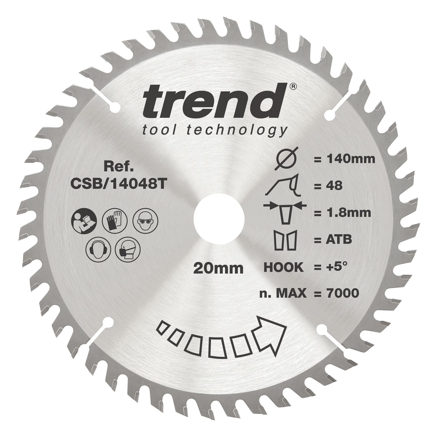 Trend Wood/Chipboard/MDF Circular Saw Blade 140mm x 20mm 48T (452AF)