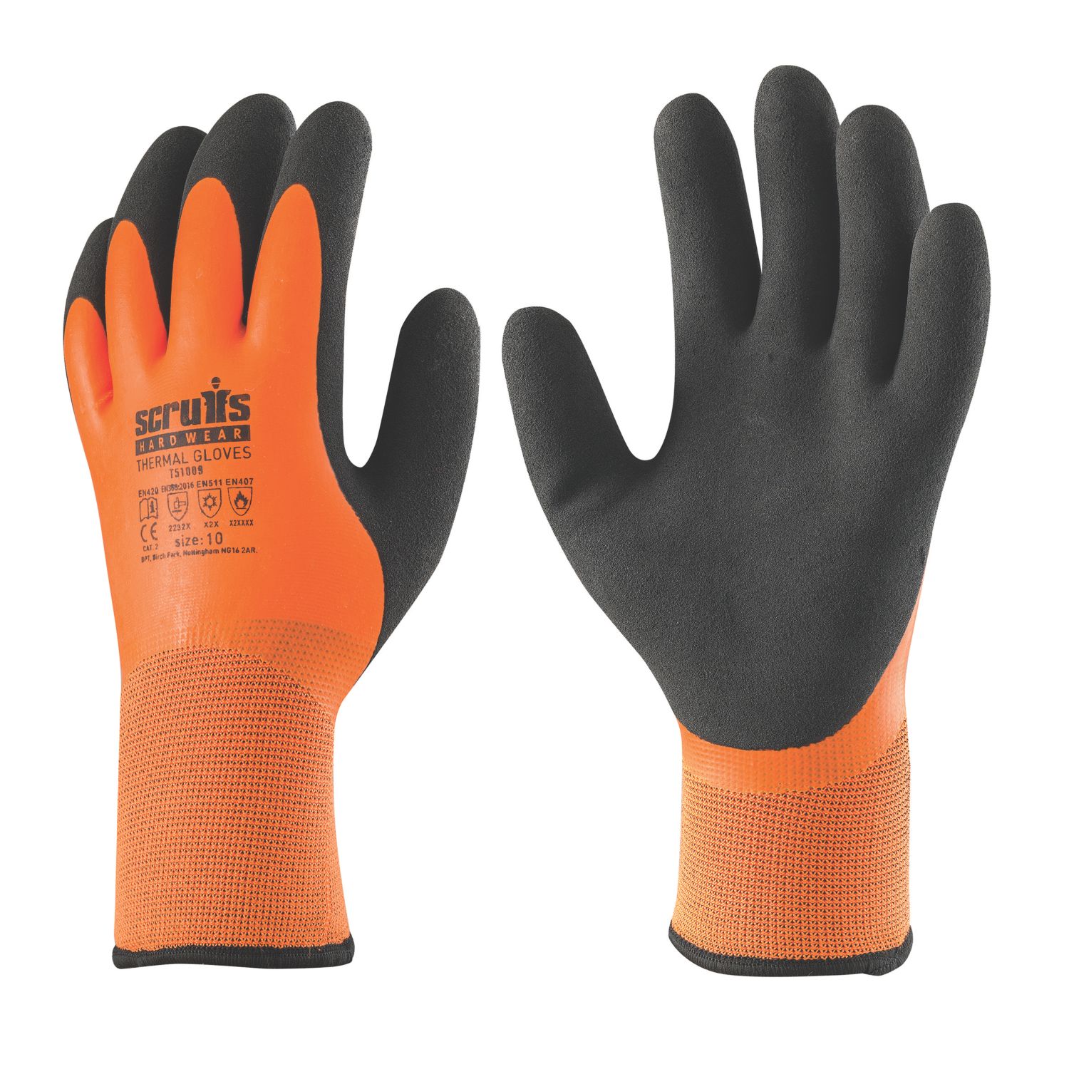 Scruffs Thermal Gloves Orange/Black Large (452KV)
