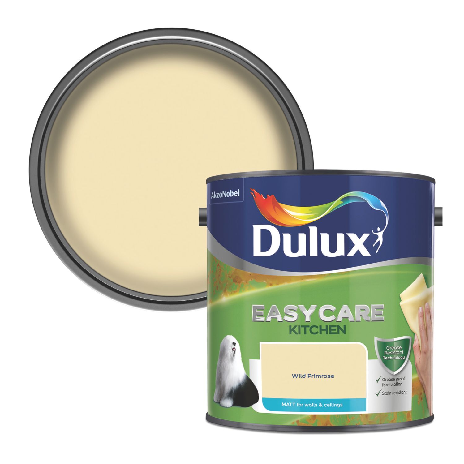 Dulux Easycare 2.5Ltr Wild Primrose Matt Emulsion Kitchen Paint (454CG)