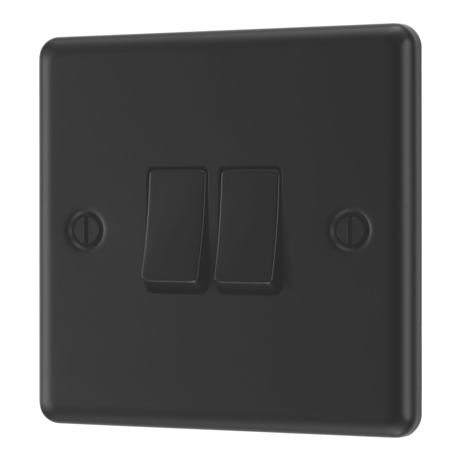 LAP 20A 16AX 2-Gang 2-Way Switch Matt Black with Black Inserts (455PN)