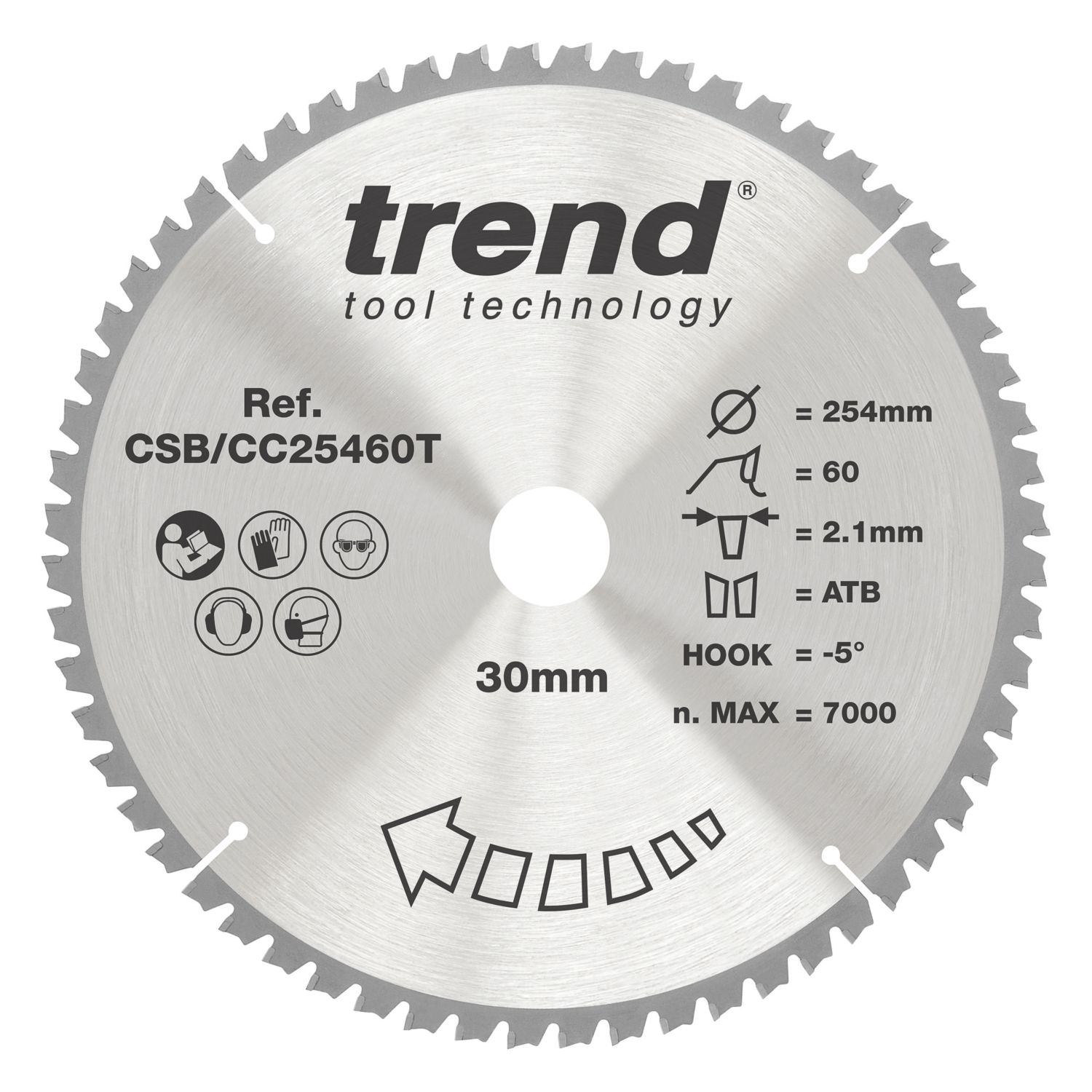 Trend Wood/Chipboard/MDF Mitre Saw Blade 254mm x 30mm 60T (459AF)