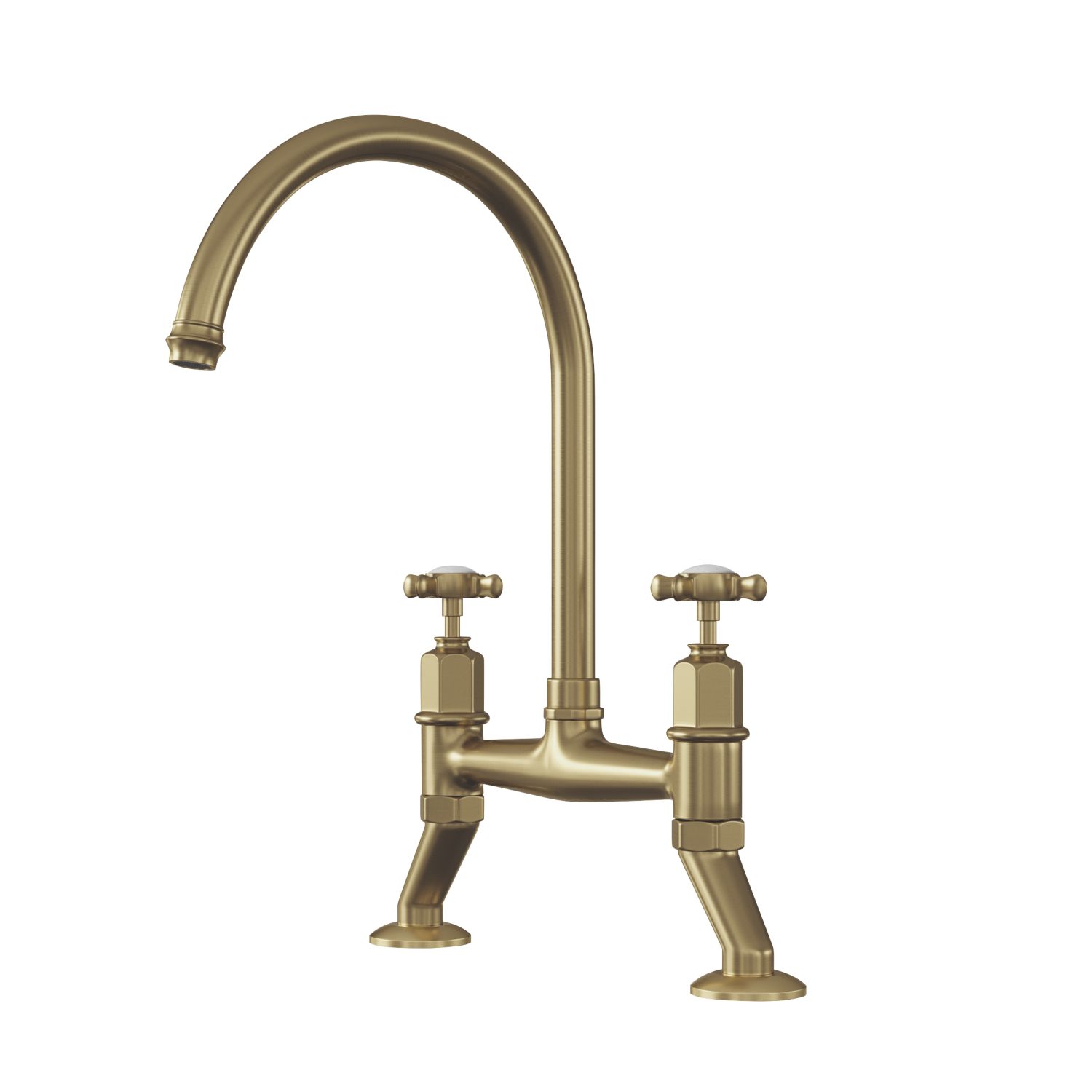 ETAL Alton Deck Mounted Cross Head Bridge Mixer Brushed Brass (459JL)