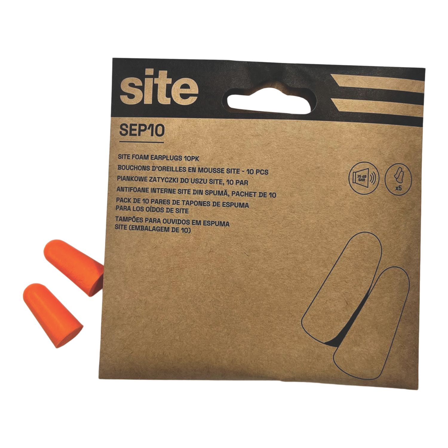 Site SEP10 35dB Ear Plugs 5 Pairs (459YW)