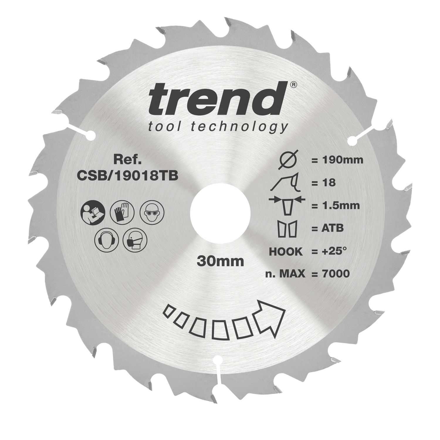 Trend Wood/Chipboard/MDF Circular Saw Blade 190mm x 30mm 18T (460AF)