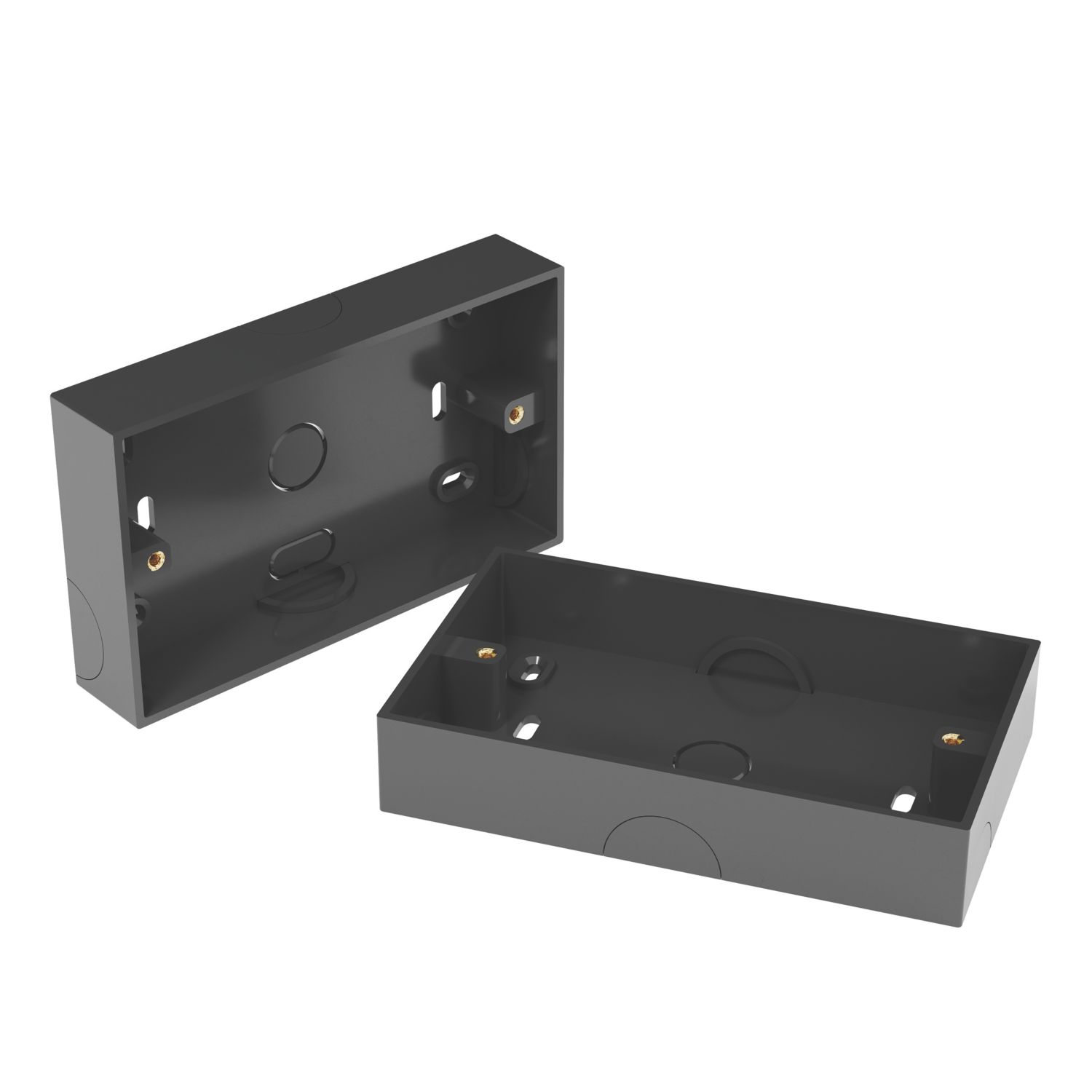 D-Line TSB28B/2 2-Gang Surface Pattress Black Box 28mm 2 Pack (462CY)