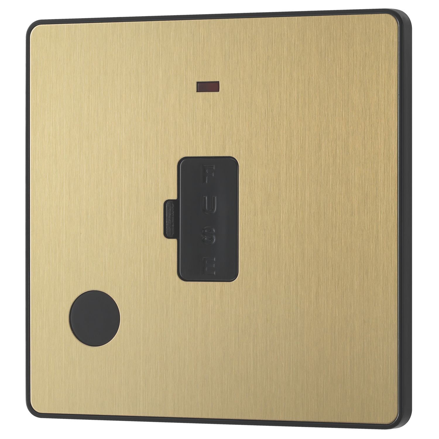 British General Evolve 13A Unswitched Fused Spur with LED Satin Brass with Black Inserts (464PX)